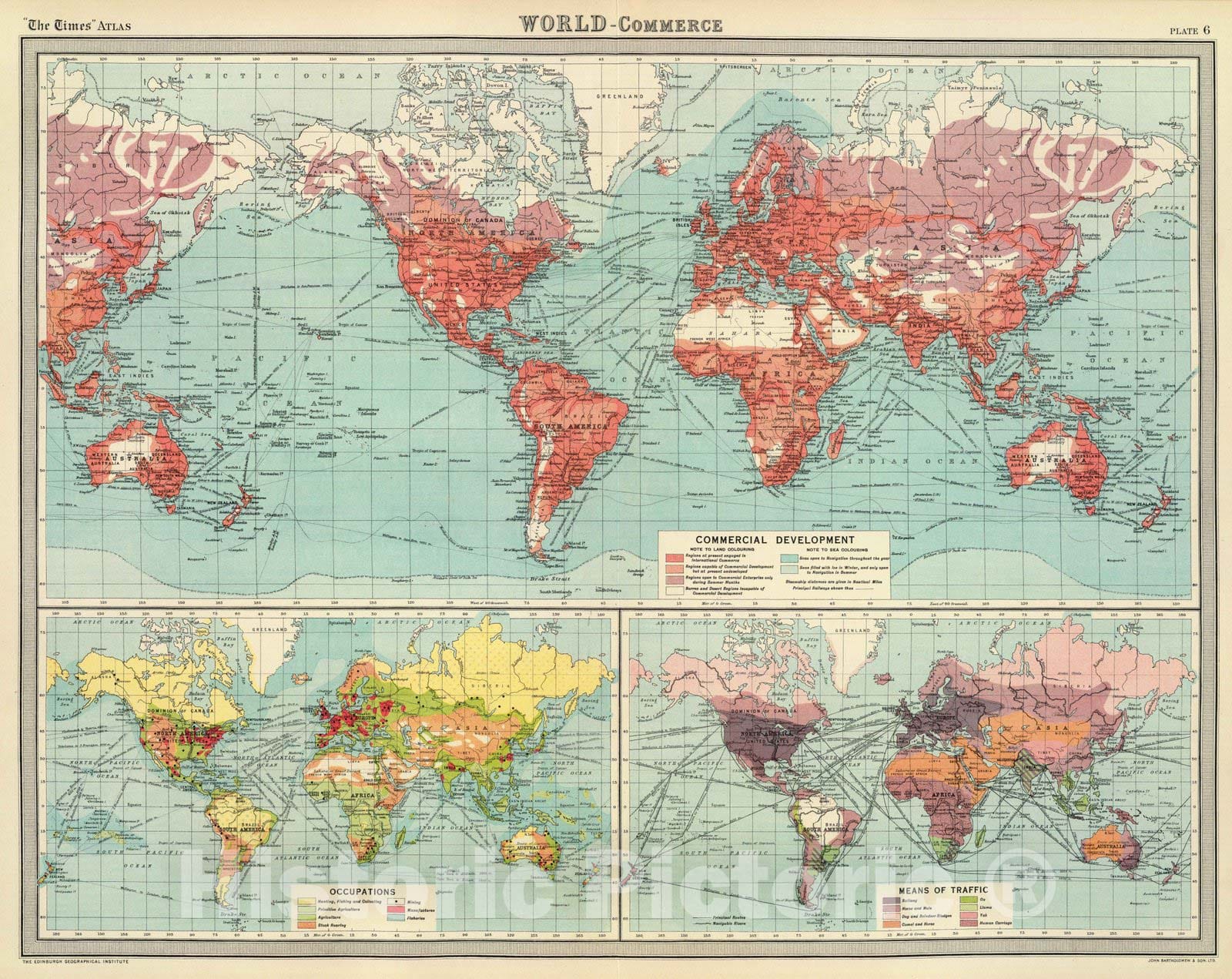 Historic Map : 1922 World - commerce. - Vintage Wall Art