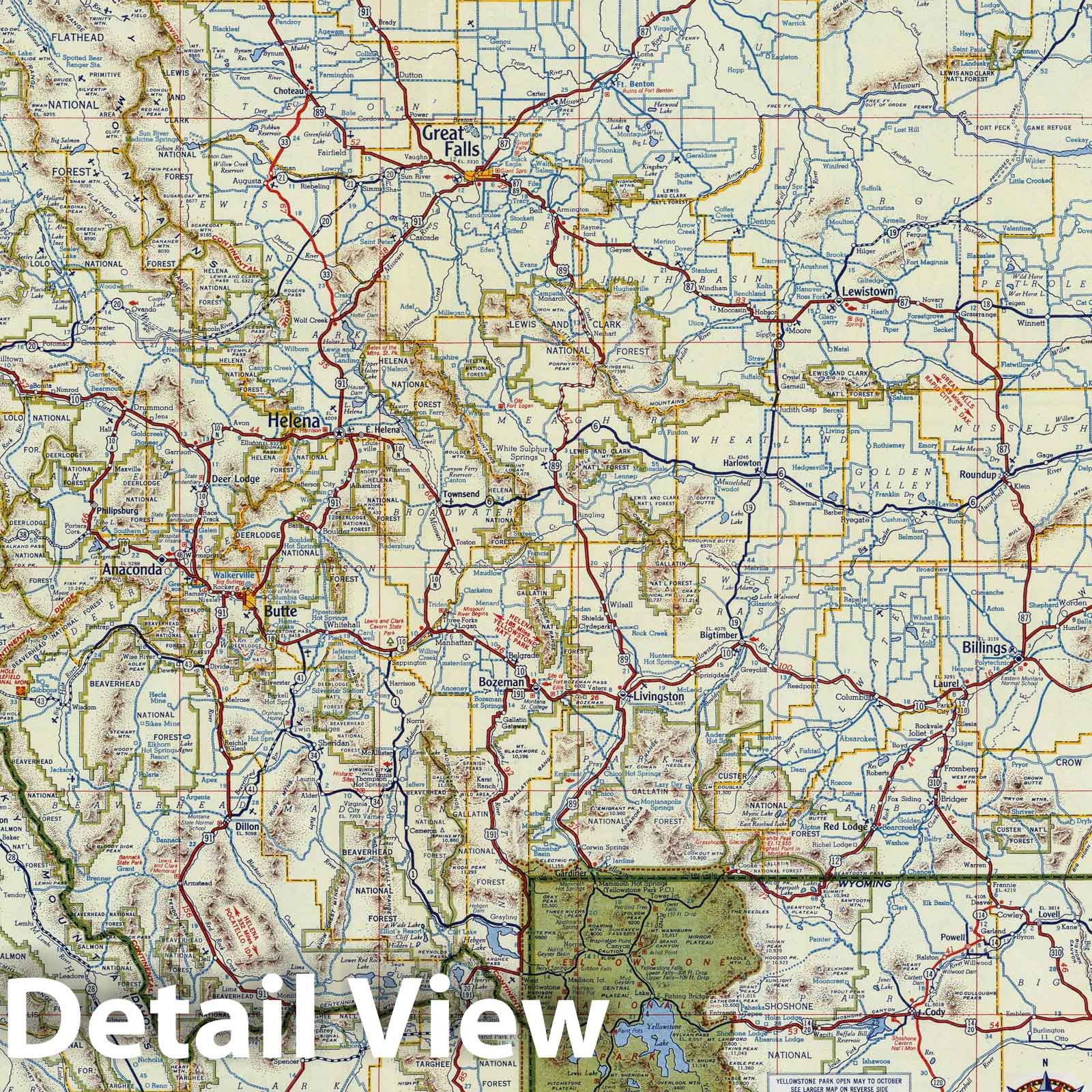 Montana - Road Map, 1951 - Shell Highway Map Print