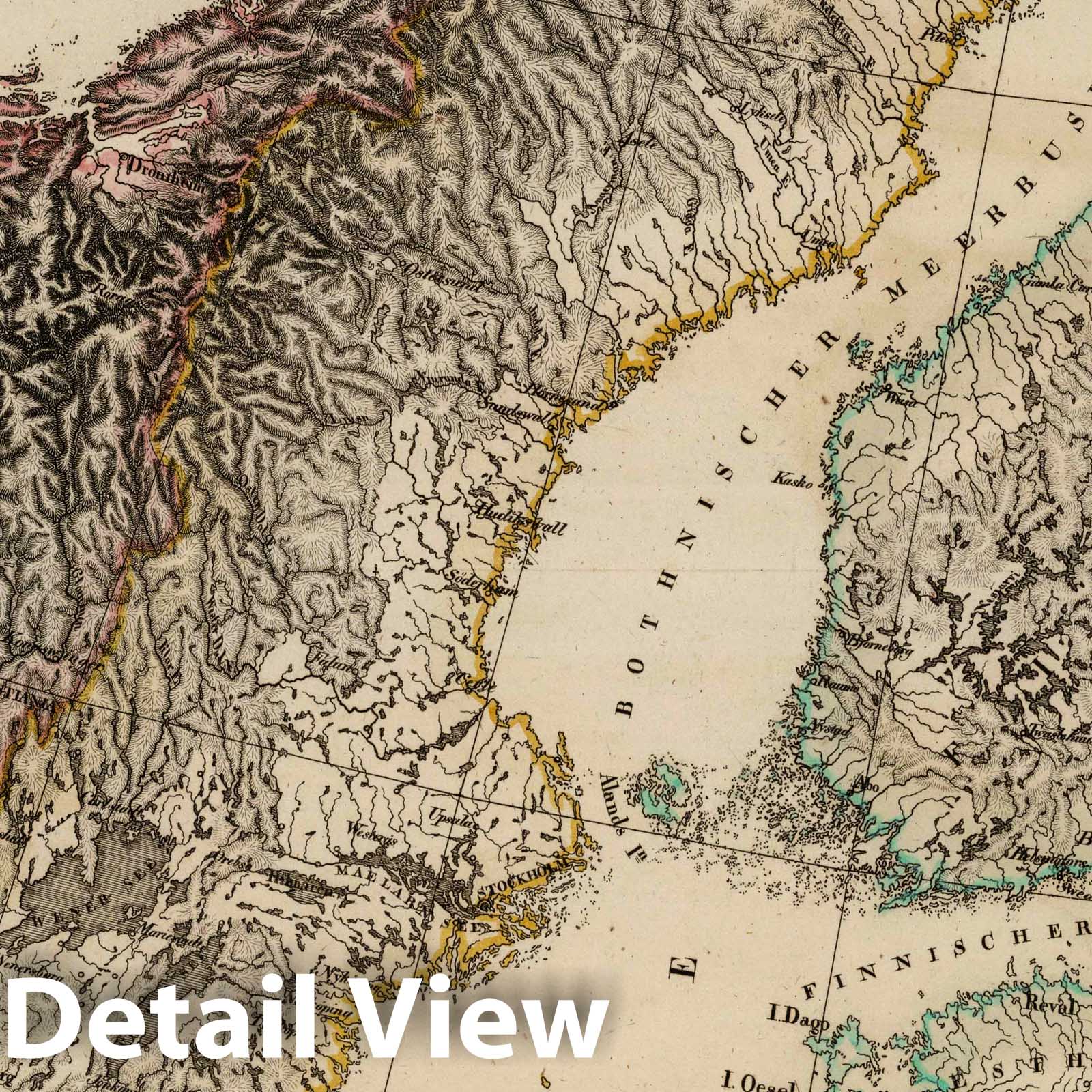 Denmark, Finland, Norway, Sweden - Military Map, 1824 - Historical Map Print