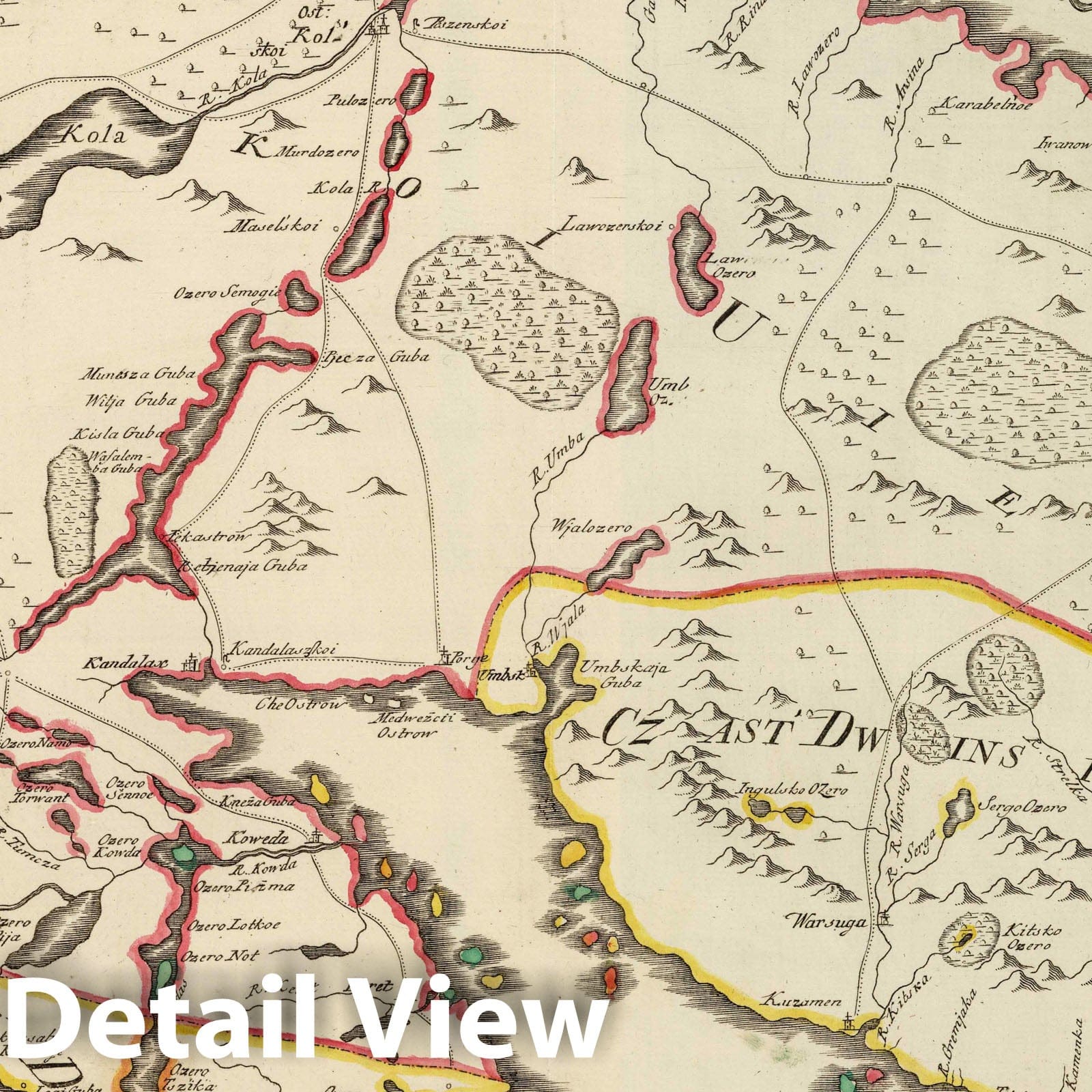 Lapland and Adjacent Regions - Road Map, 1745 - Historical Map Print