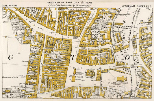 Historic Map : Survey Book - 1857 A specimen of part of a 1/2,500 plan, Darlington - Vintage Wall Art