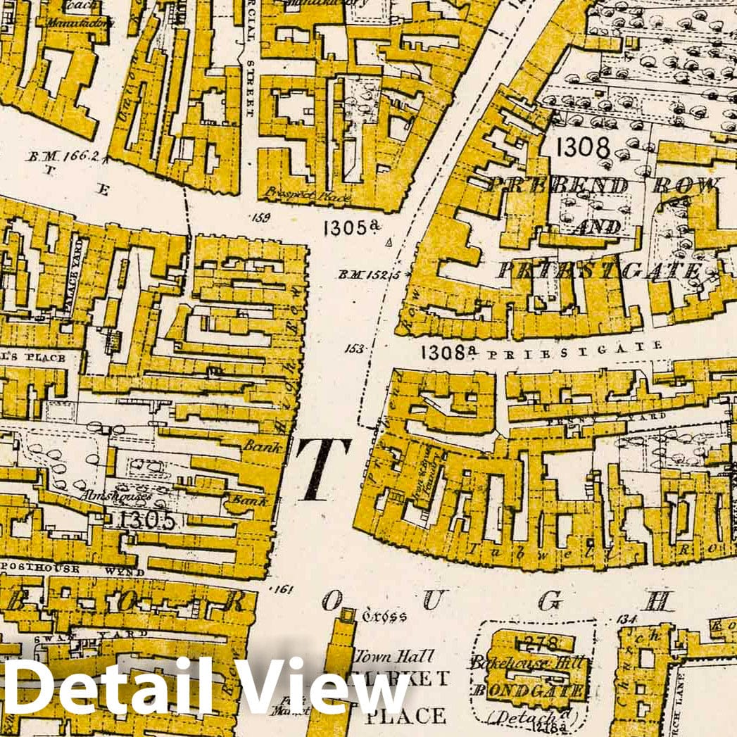 Darlington, County Durham, England - Survey Map, 1857