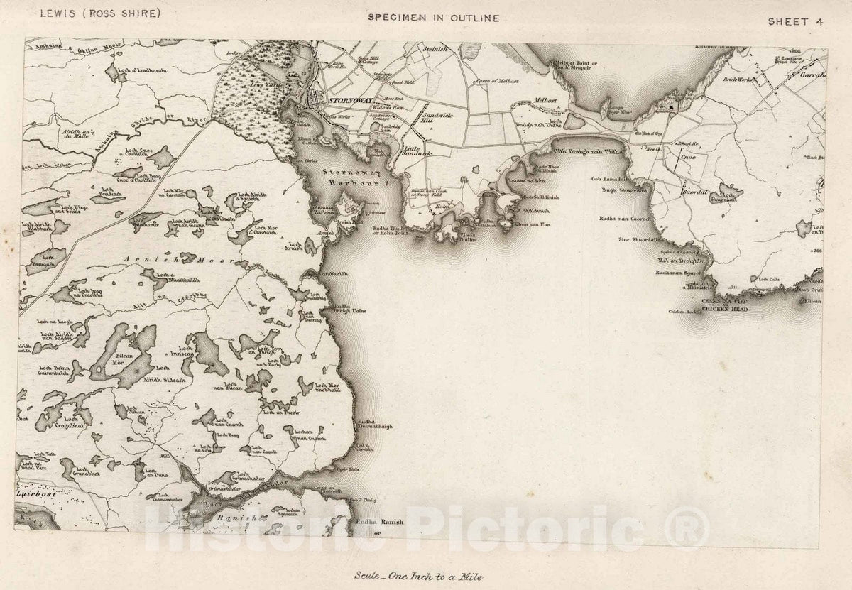 Historic Wall Map : Survey Book - 1857 Lewis (Ross Shire) : Specimen in outline - Vintage Wall Art