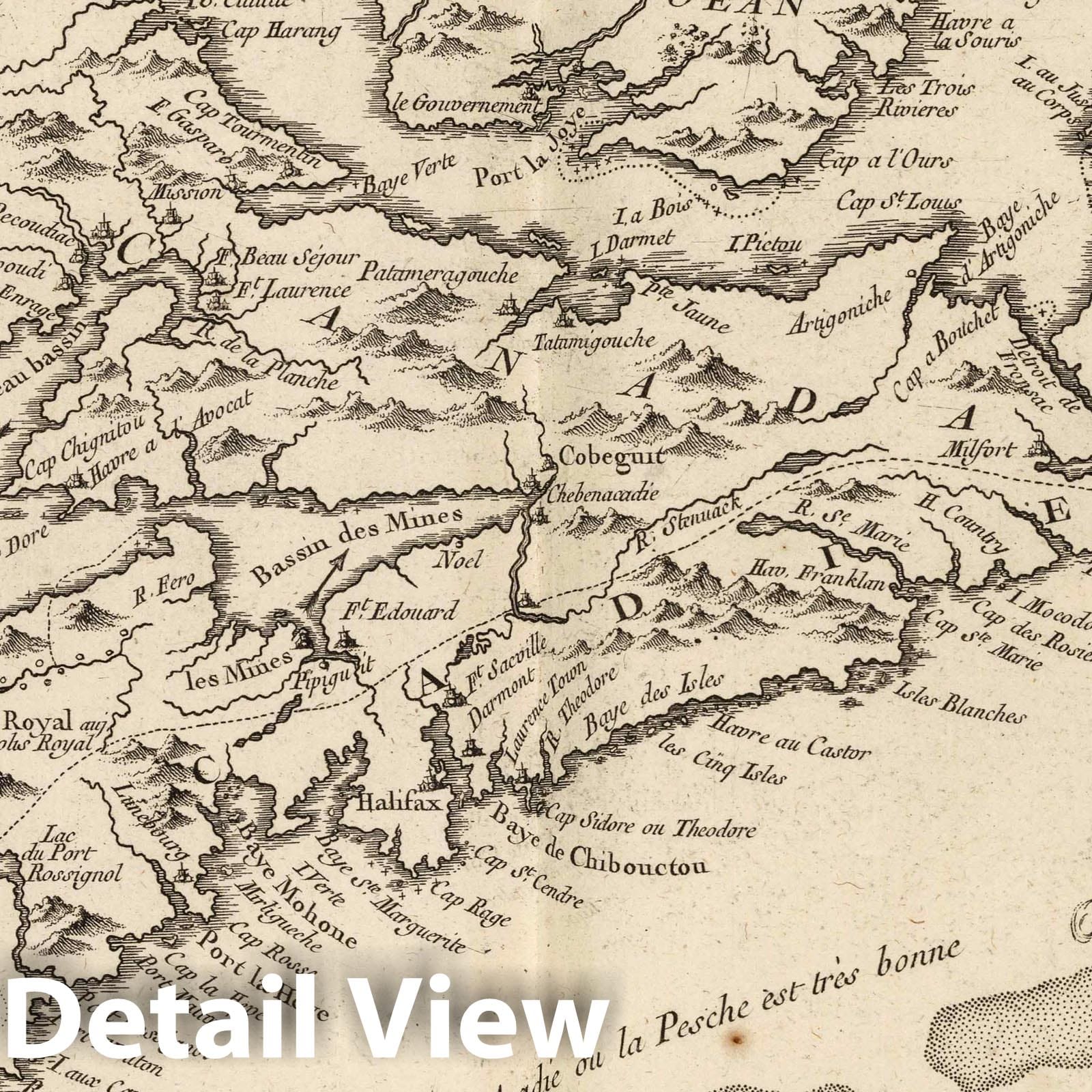 Acadia and Neighboring Regions - Nautical Chart, 1764 - Bellin Historical Map Print