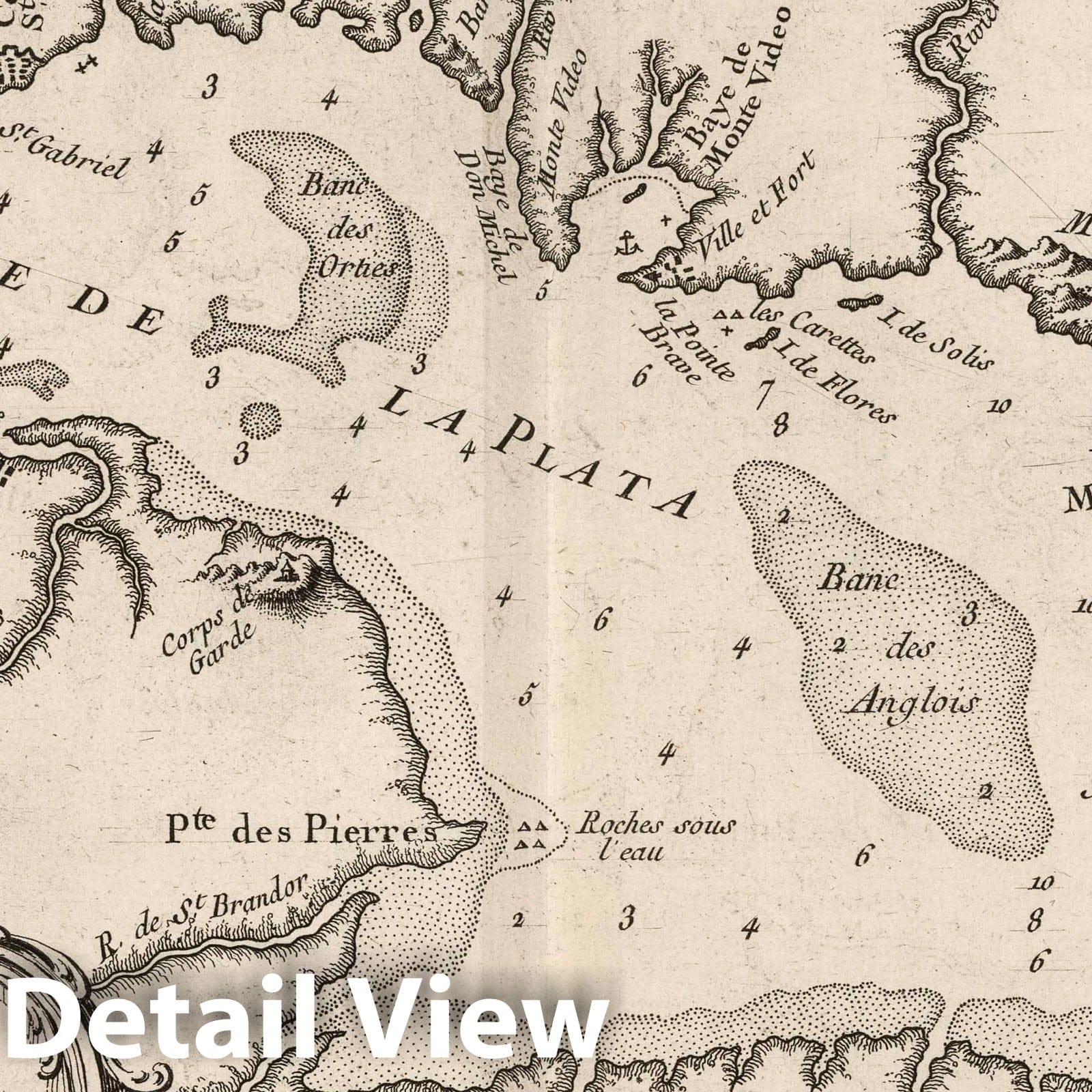 Rio de la Plata, Argentina - Nautical Chart, 1764 by Bellin