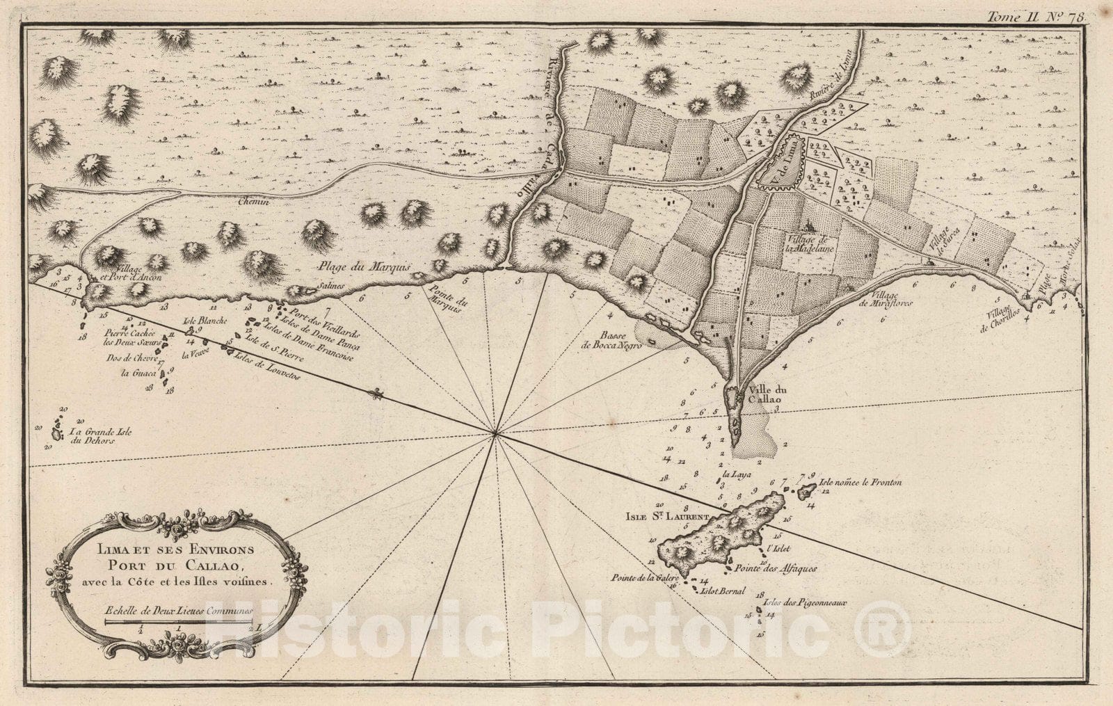 Historic Map : Peru , Callao (Peru), 1764 Lima et ses environs port du Callao, avec la c6te et les isles voisines. , Vintage Wall Art
