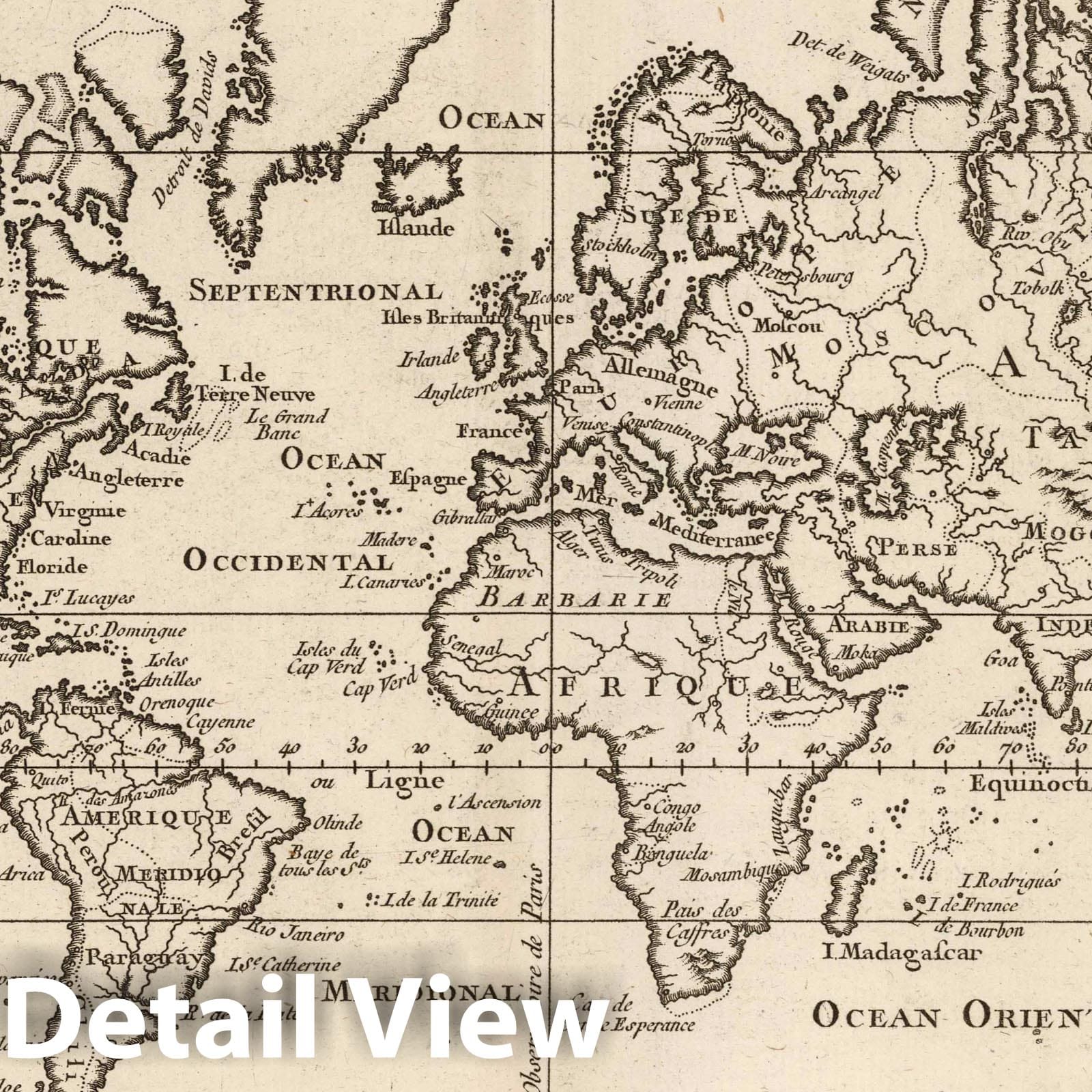 World - Nautical Chart, 1764 - Bellin Historical Map Print