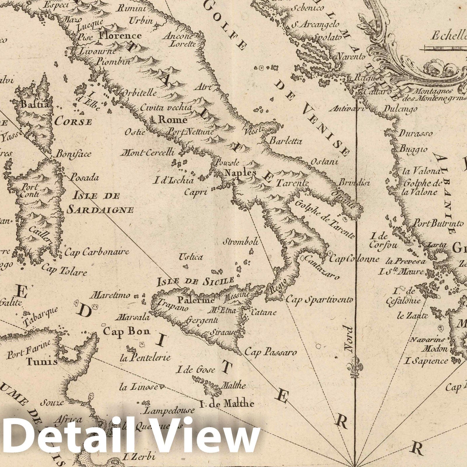 Mediterranean Sea - Nautical Chart, 1764 - Historical Map Print