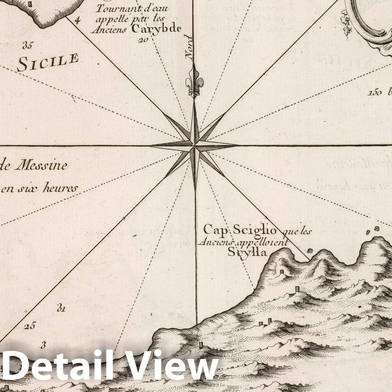 Strait of Messina, Sicily - Nautical Chart, 1764 - Bellin Map Print