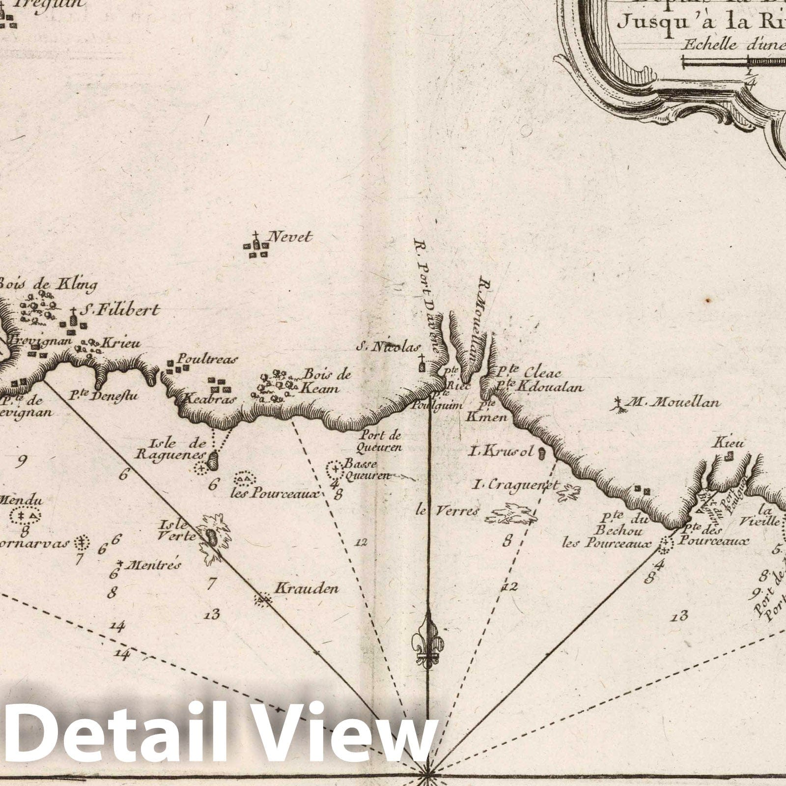 Coast of Brittany - Nautical Chart, 1764 - Historical Map Print
