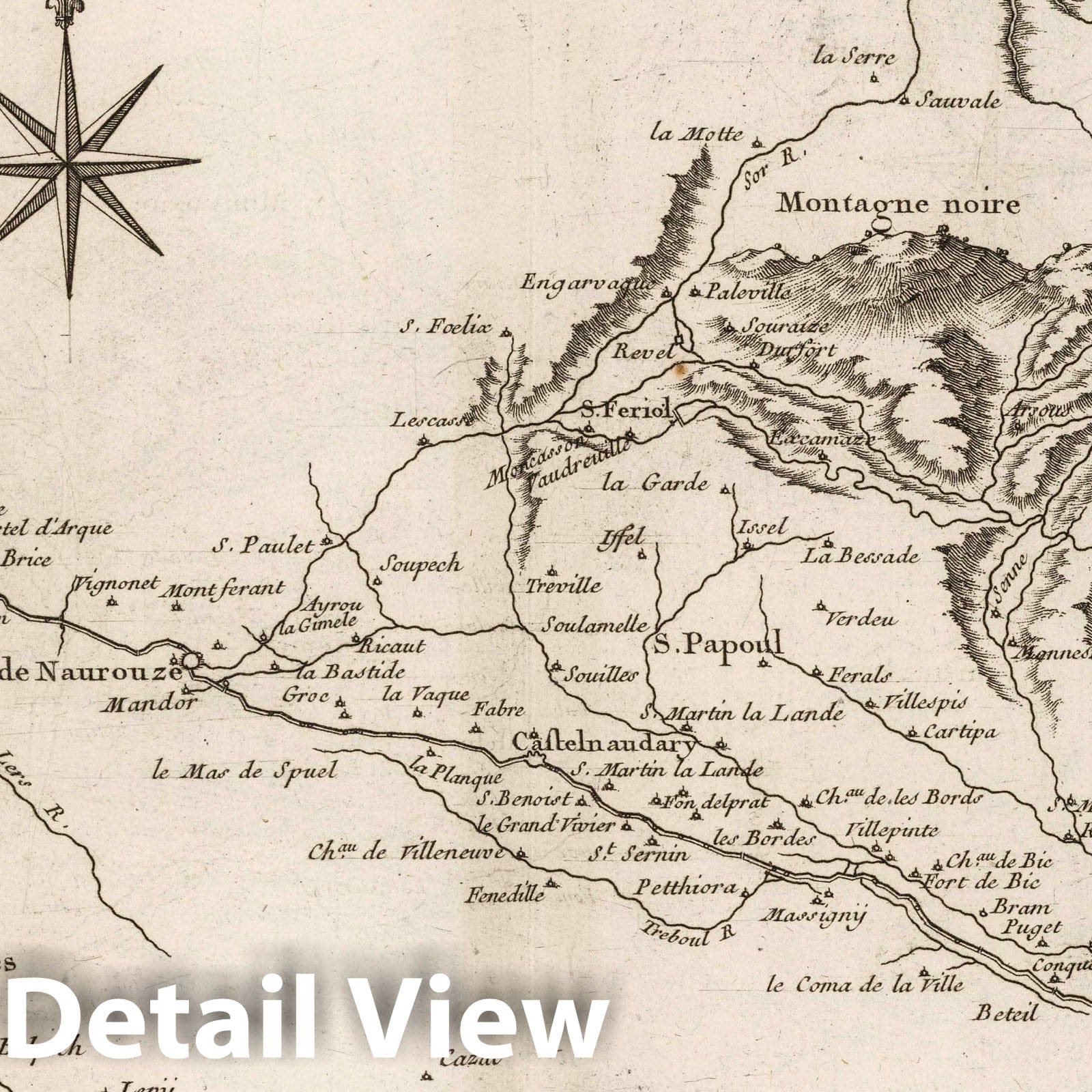 Languedoc Canal, Toulouse to Marceillette - Nautical Chart, 1764