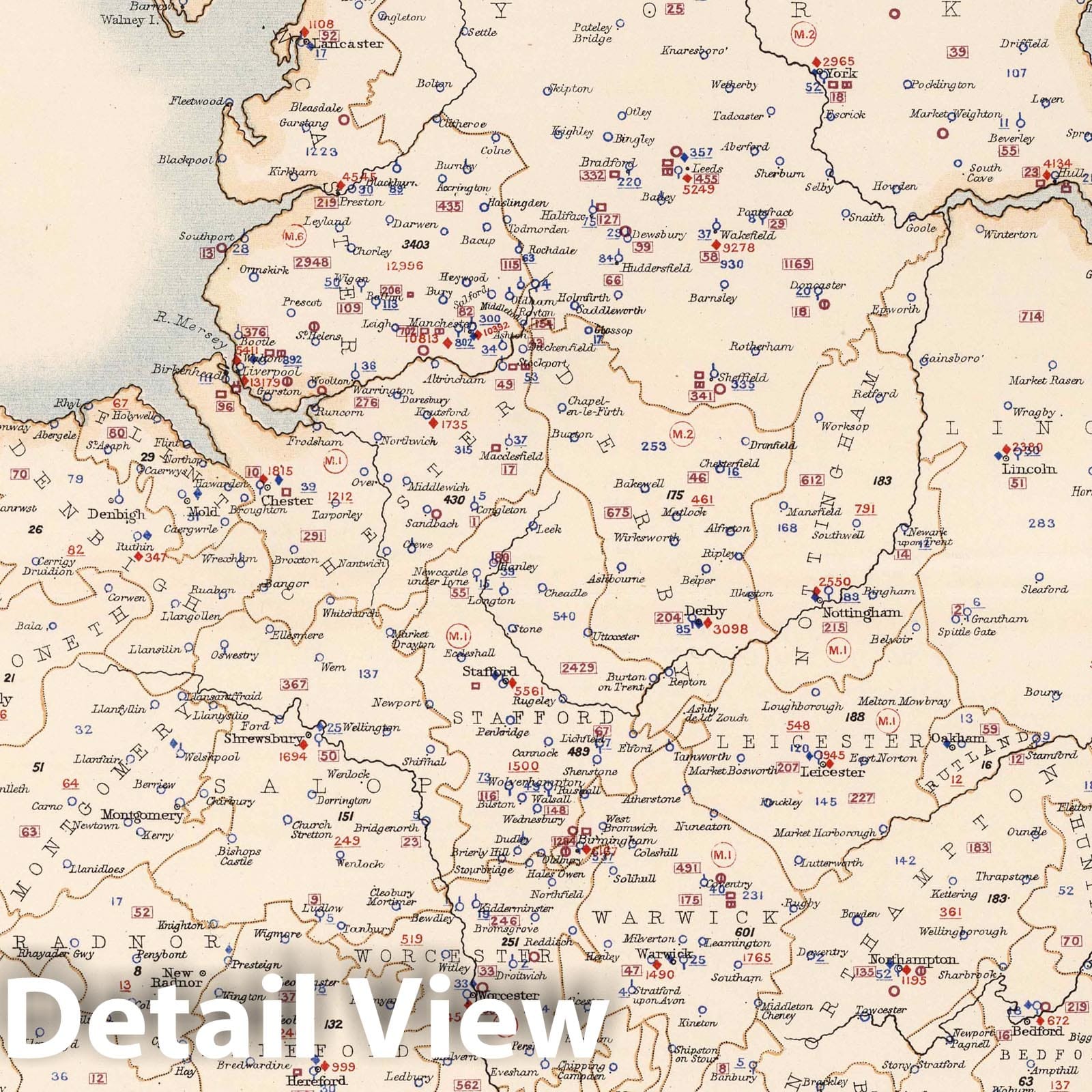 England and Wales, 1881 - Crime Statistical Map Print