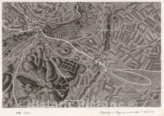 Historic Map : Austria, 1837 XXIII Section. Umgebung von Pruegg (Bruck) an der Leitha V.U.W.W. J. Hollnsteiner del. L. Neumayer sculp. , Vintage Wall Art
