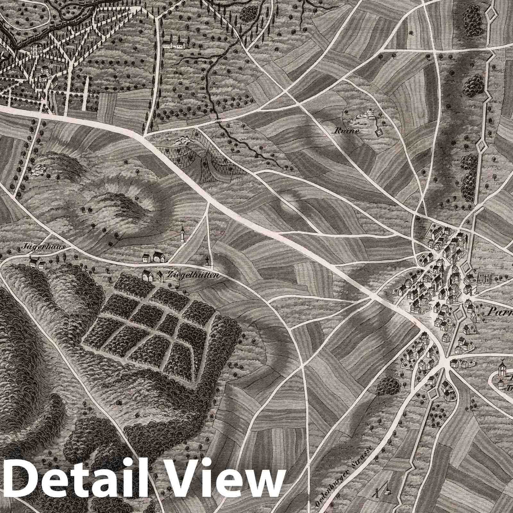 Historic Map : Austria, 1837 XXIII Section. Umgebung von Pruegg (Bruck) an der Leitha V.U.W.W. J. Hollnsteiner del. L. Neumayer sculp. , Vintage Wall Art