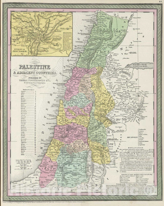 Historic Map : 1855 Palestine and Adjacent Countries - Vintage Wall Art