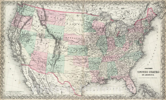 Historic Map : 1874 United States of America. - Vintage Wall Art