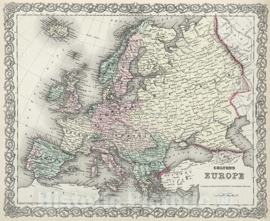 Historic Map : 1874 Europe. v2 - Vintage Wall Art
