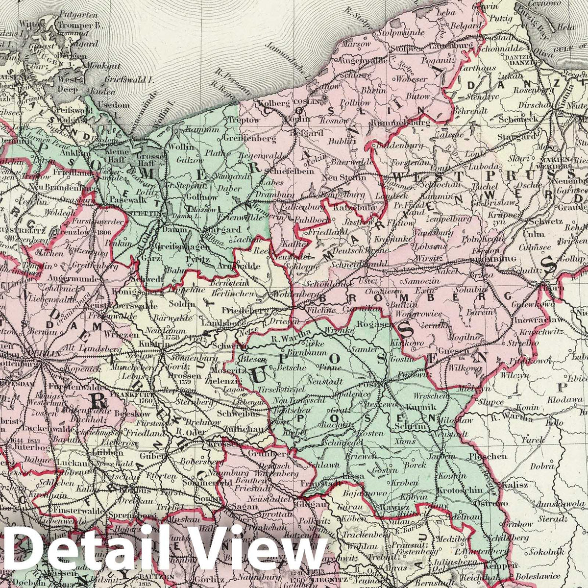 Prussia and Saxony, 1874 - Historical Map Print