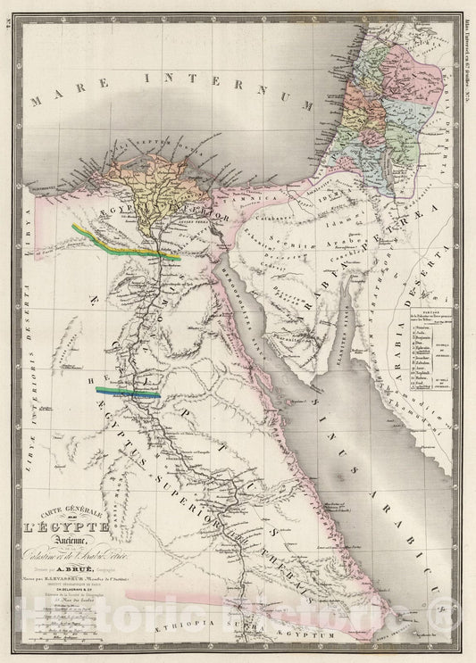 Historic Map : Egypt; Israel; Palestine; Saudi Arabia, 1875 Egypte Ancienne. , Vintage Wall Art