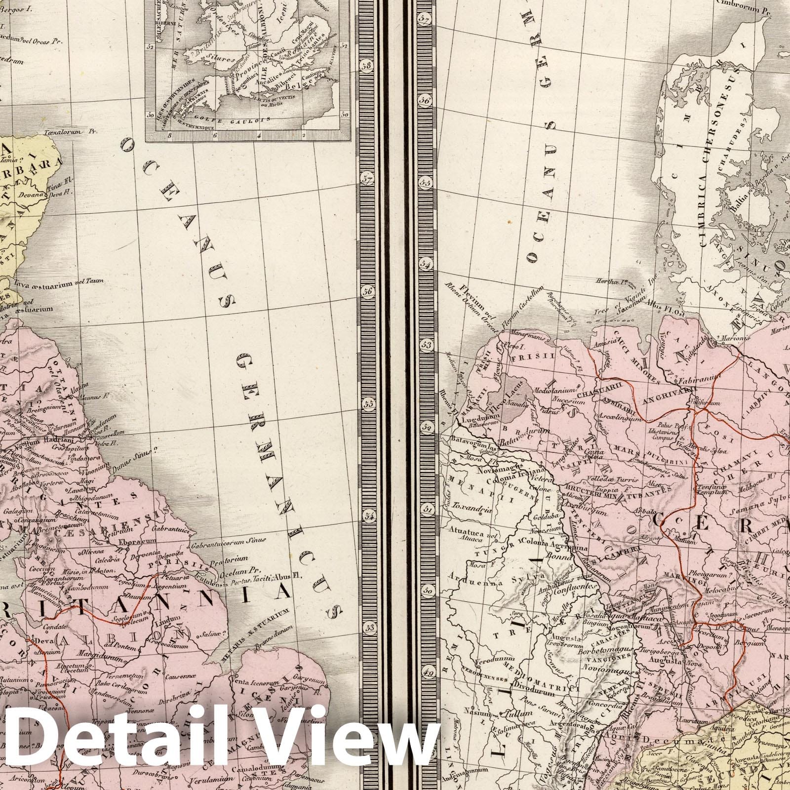 British Isles and Germania, Ancient, 1875 - Historical Map Print