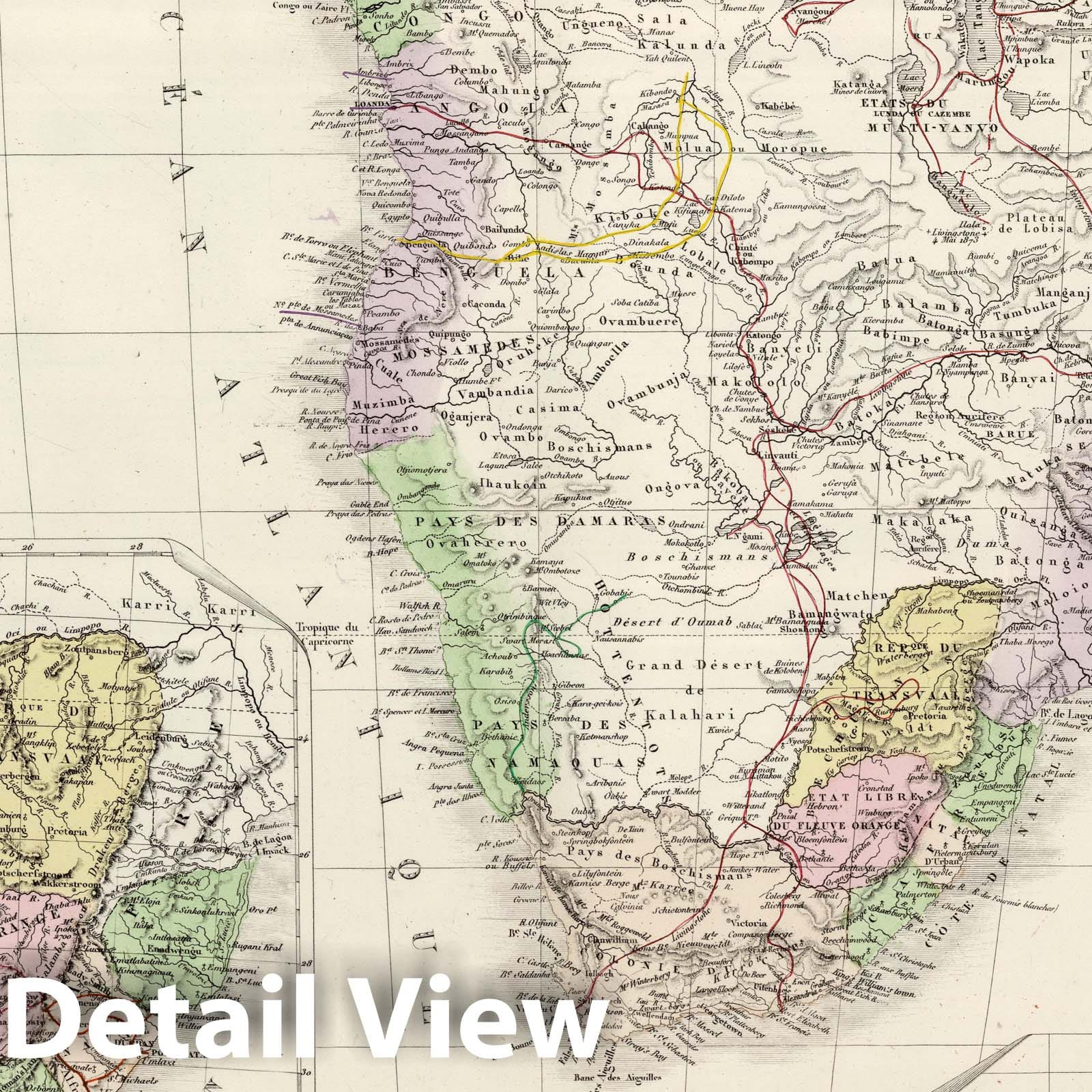 Southern Africa and Madagascar, 1875 - Historical Map Print