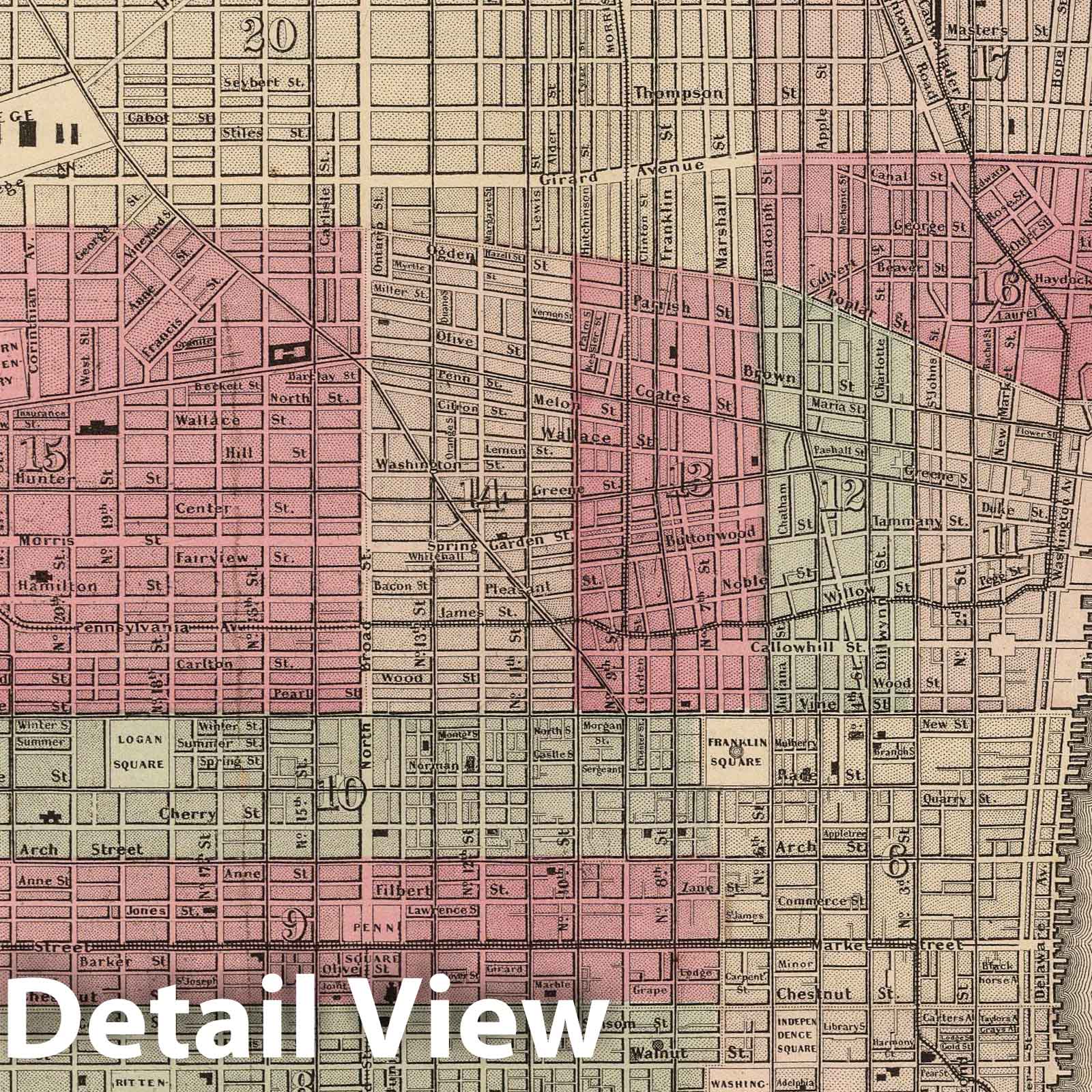 Philadelphia, Pennsylvania - Boundary Map, 1866 - Historical Map Print