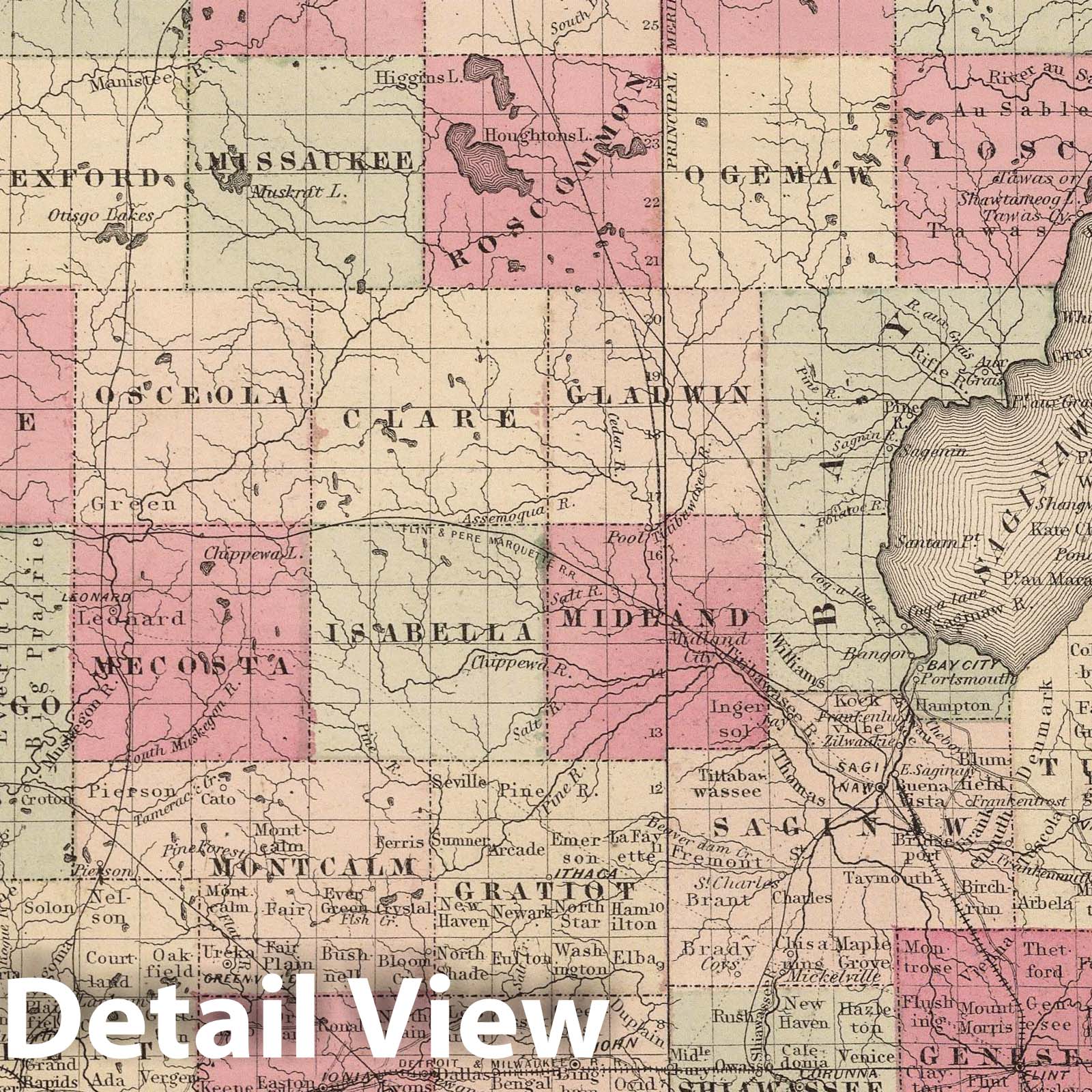 Michigan, Southern - Boundary Map, 1866 - Colton's General Atlas