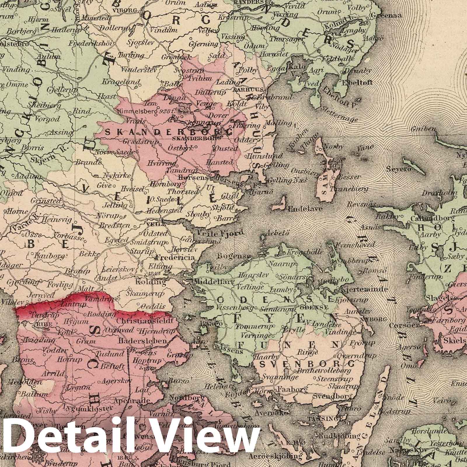 Denmark, Iceland, and Faroe Islands - Boundary Map, 1866