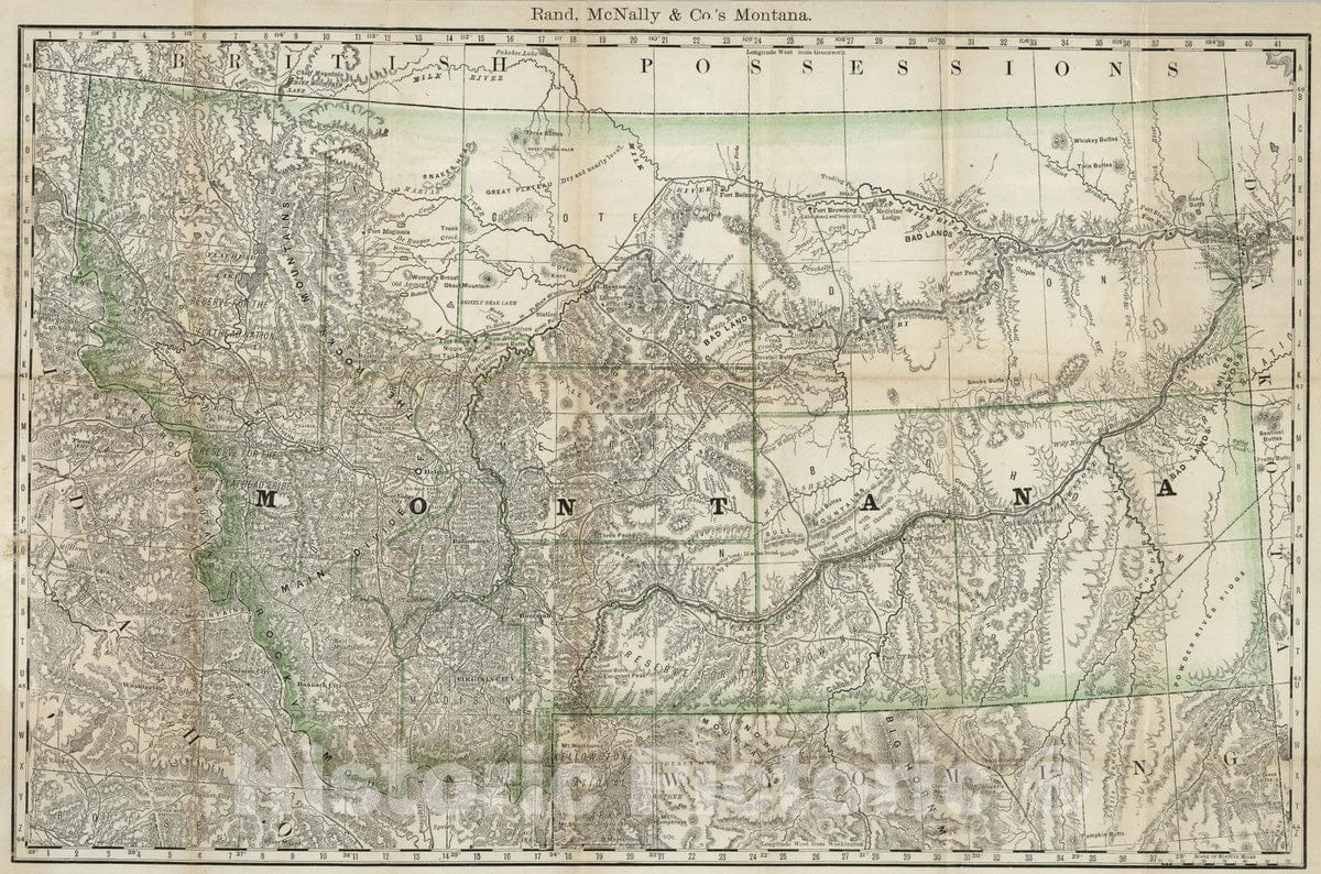 Historic Map : 1878 Indexed Map Of Montana - Vintage Wall Art
