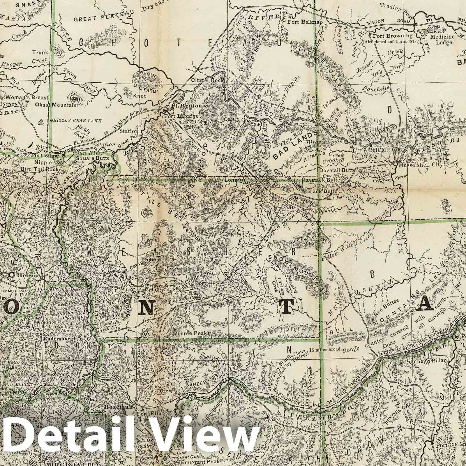 Montana - River Map, 1878 - Historical Map Print