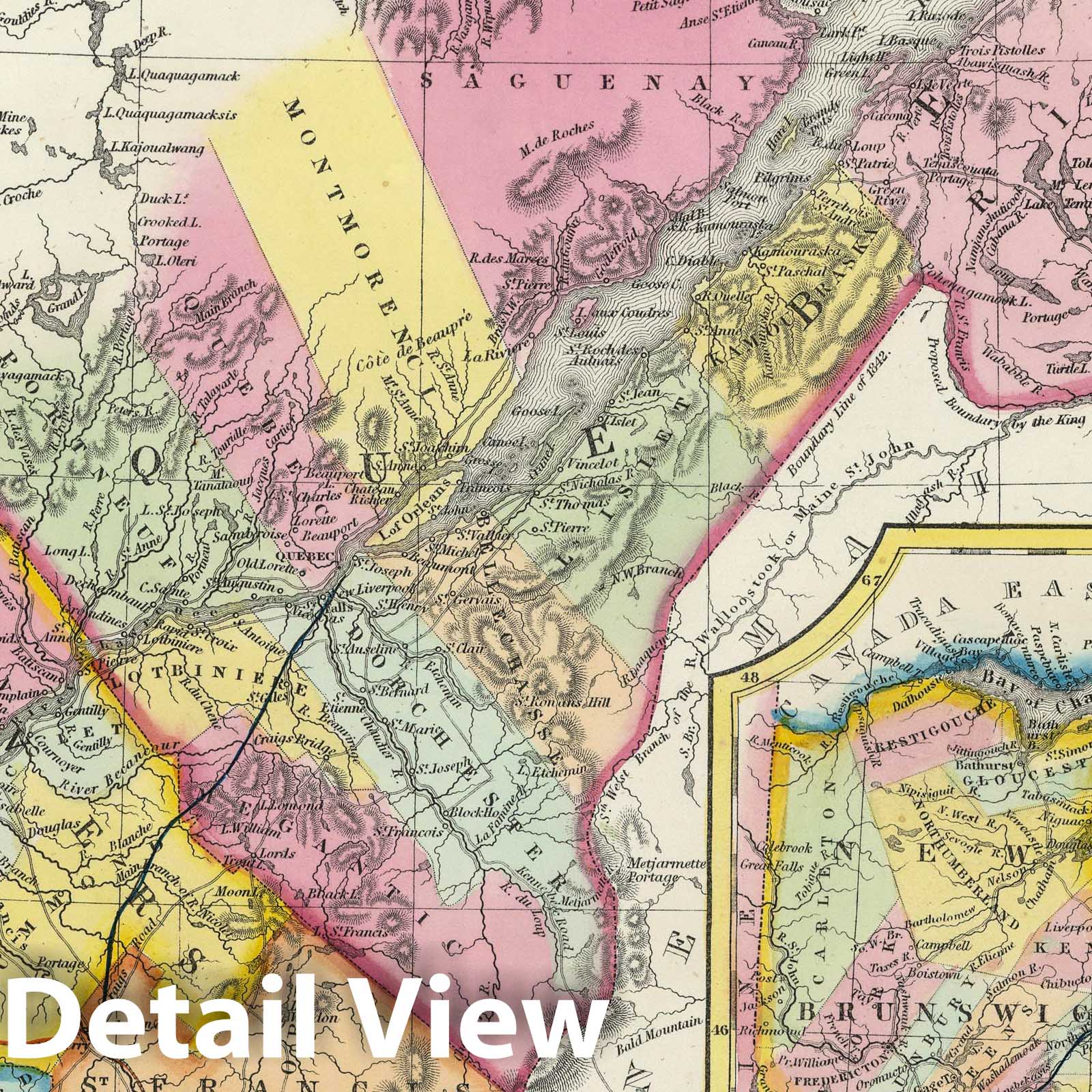 Quebec, Nova Scotia, New Brunswick - Railroad Map, 1855