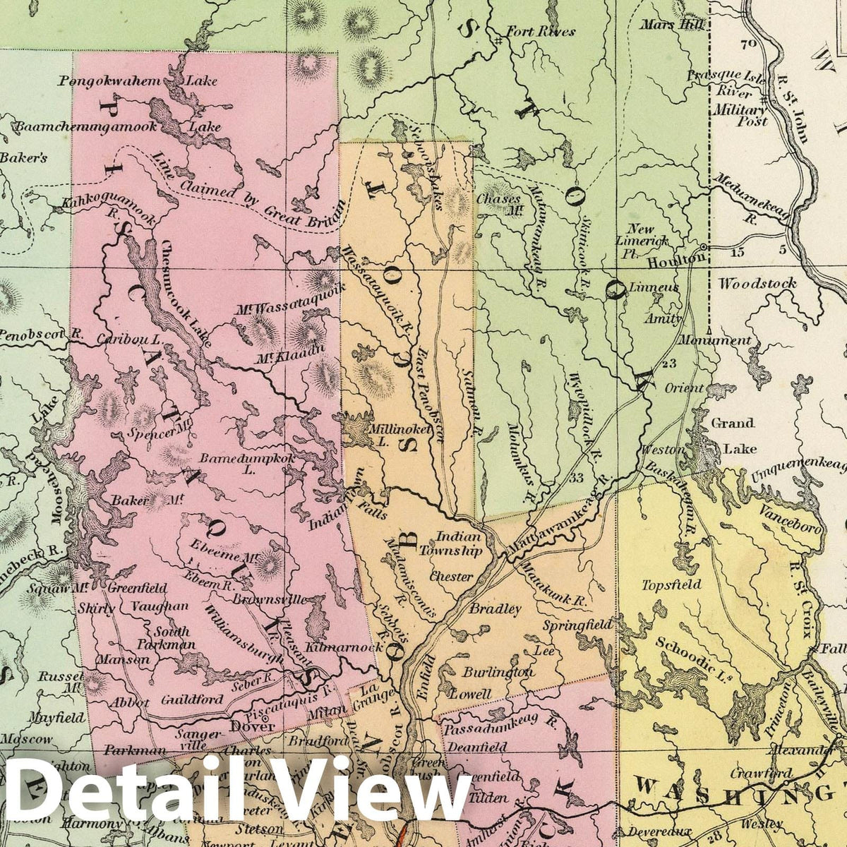 Maine - Railroad Map, 1855 - Historical Map Reproduction