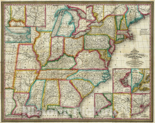 Historic Map : Guide Book - 1833 Traveller's Guide Through The United States - Vintage Wall Art