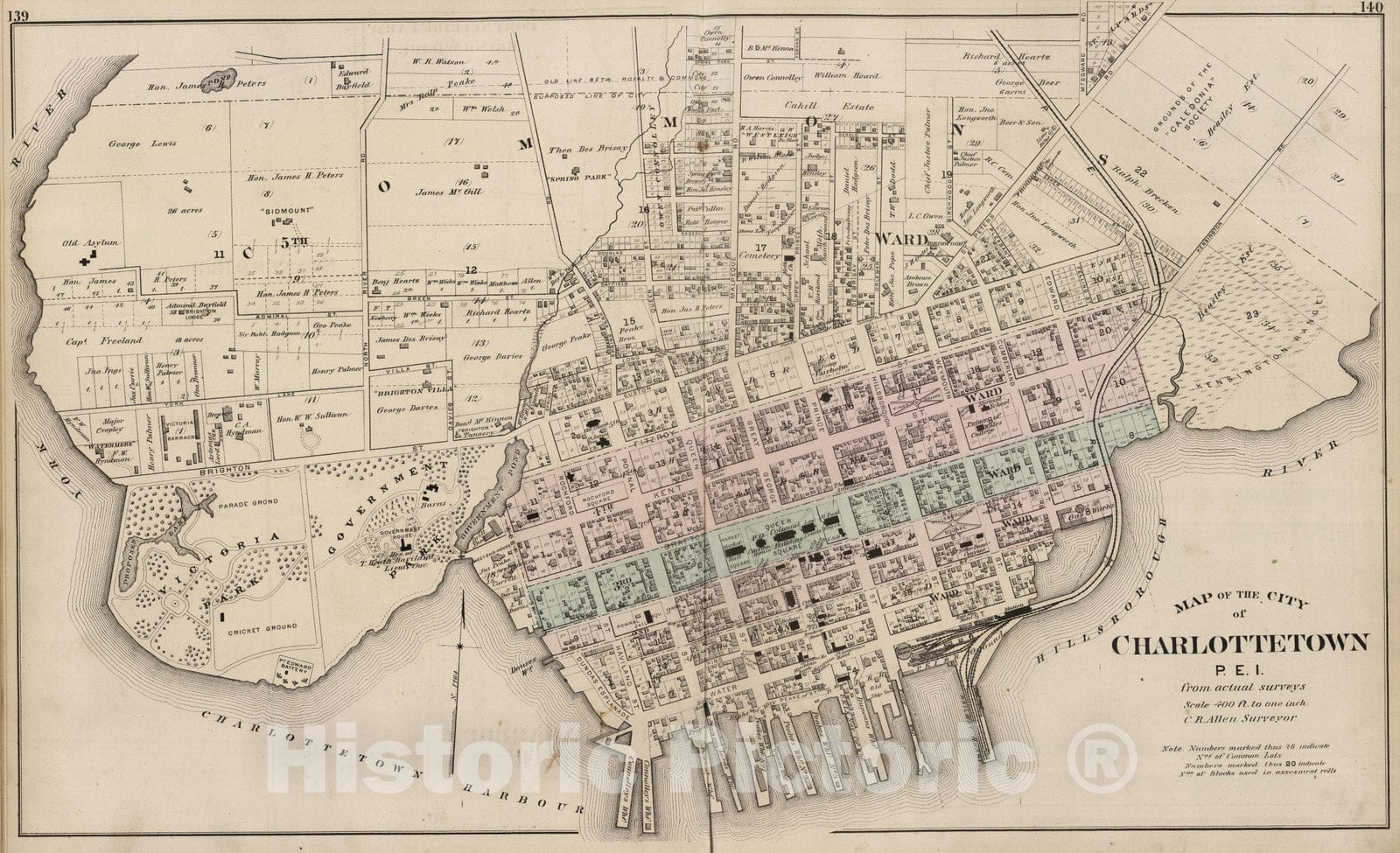 Historic Map : 1880 Map of the City of Charlottetown, P.E.I. - Vintage Wall Art