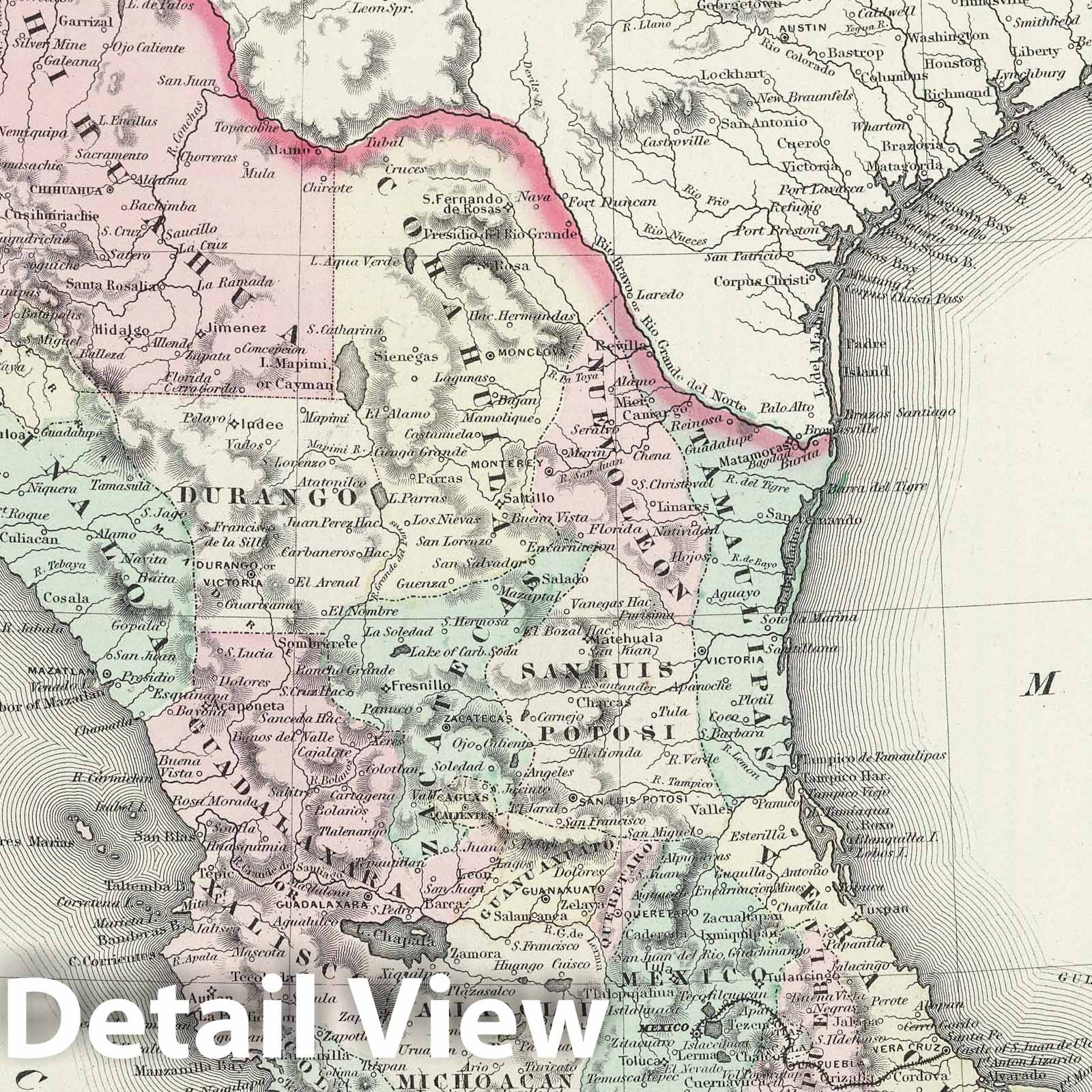 Mexico with Tehuantepec Isthmus, 1874 - Historical Map Print