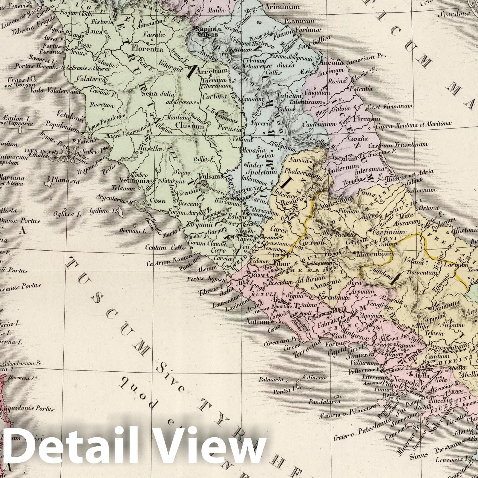 Ancient Italy, 1875 - Historical Map Print from Brue's Atlas Universel