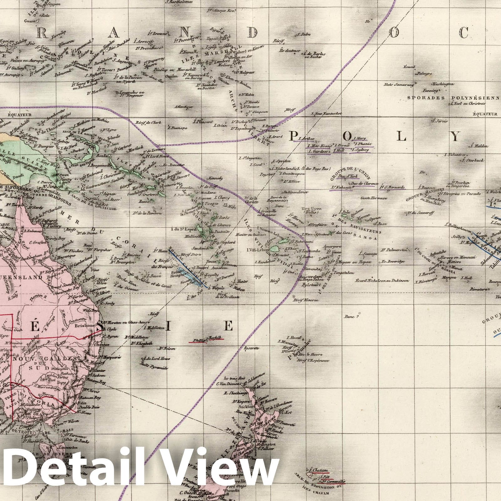 Oceania 1875 Historical Map Print - Hand-Colored Atlas Plate