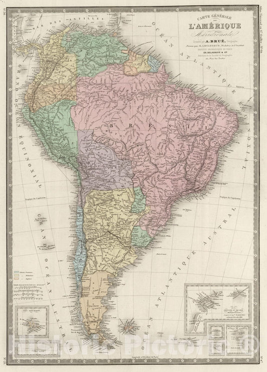 Historic Map : 1875 Amerique Meridionale. - Vintage Wall Art