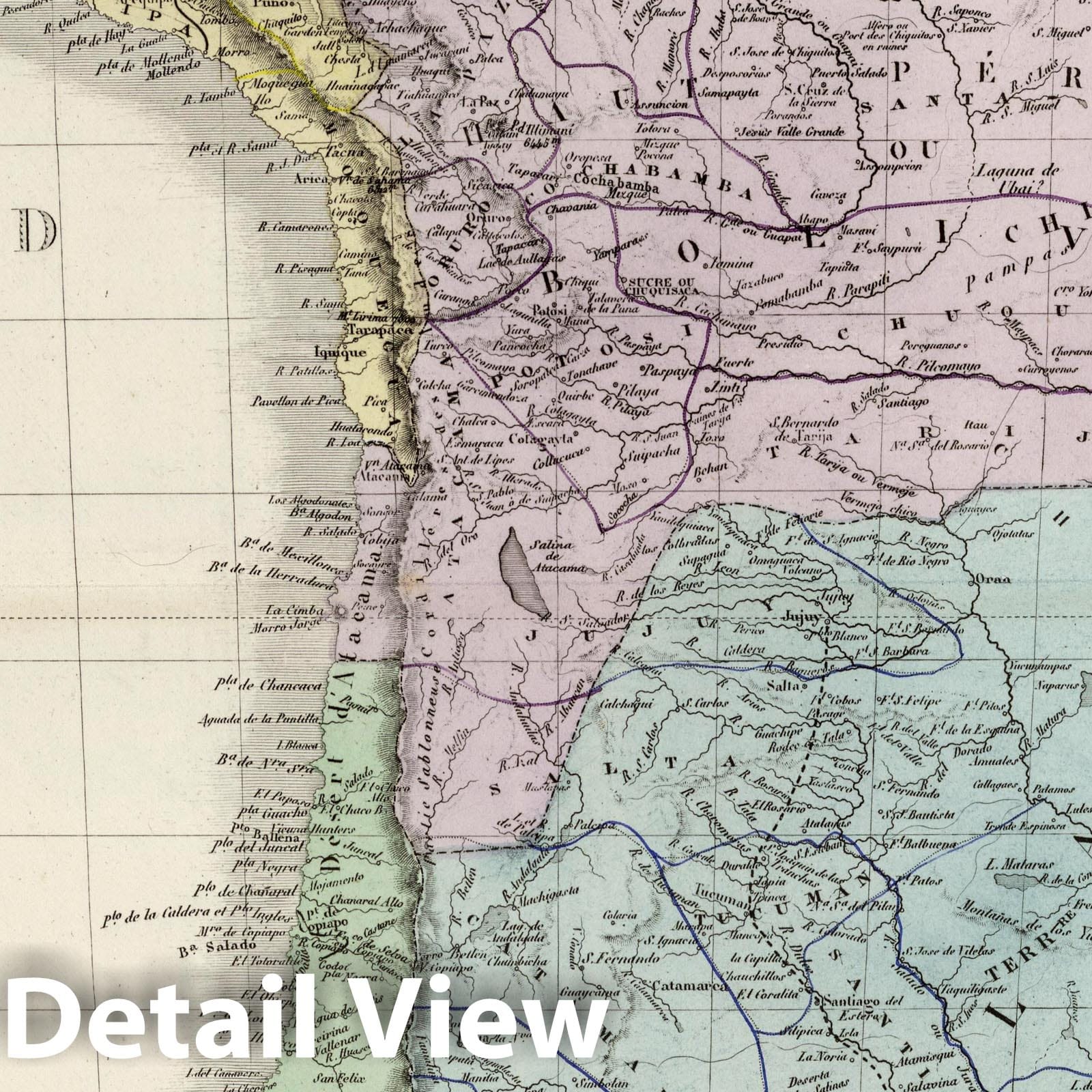Peru, Bolivia, Chile, Argentina - Railroad Map, 1875