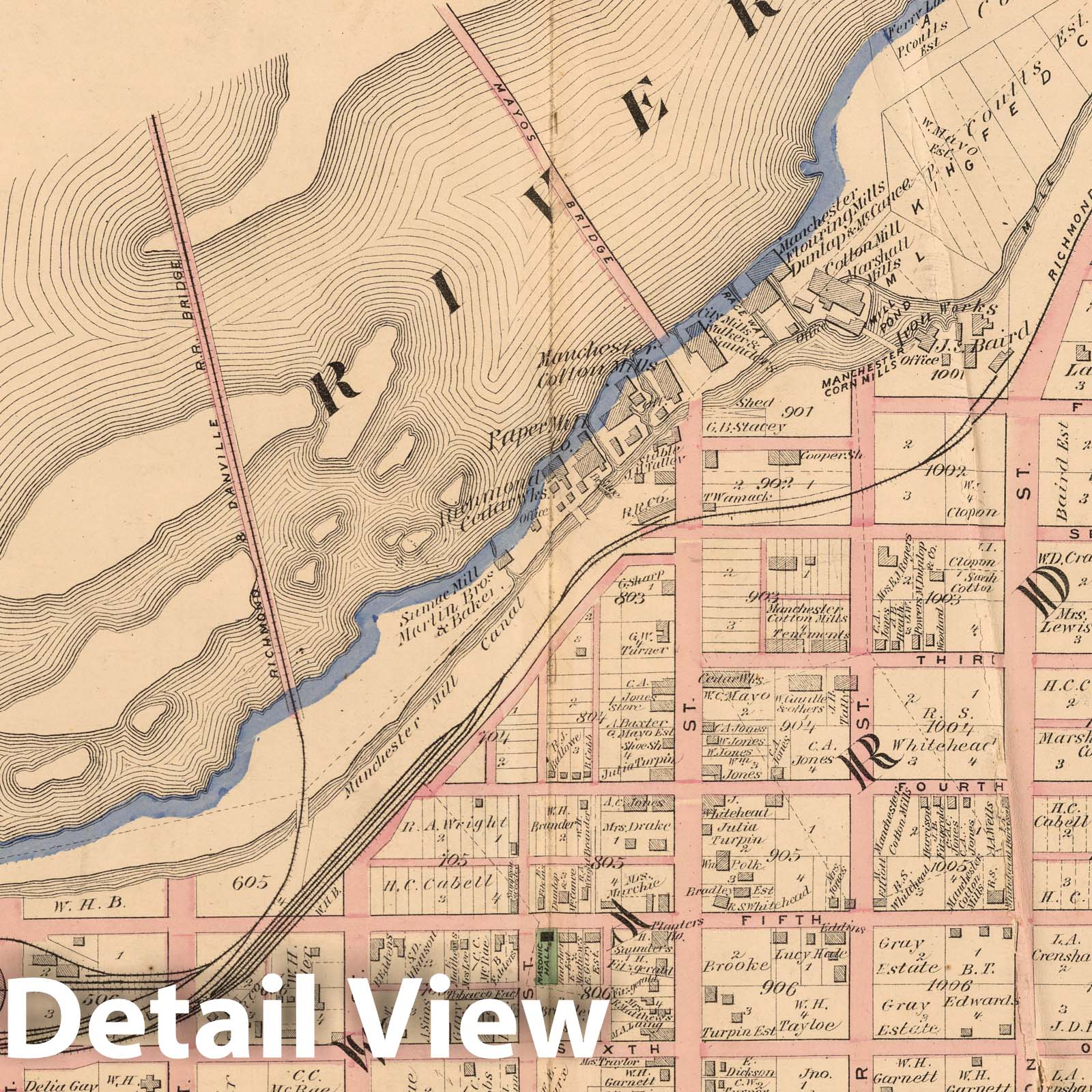 Manchester, Virginia - Property Map, 1876 - Historical Atlas Plate