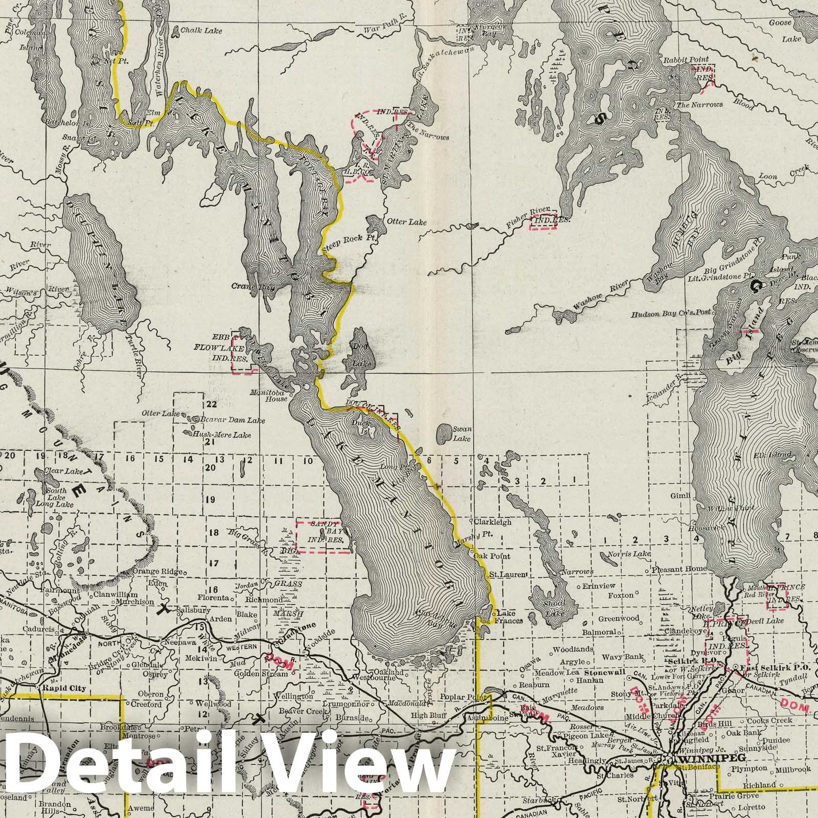 Manitoba - Railroad Map, 1889 - Historical Map Print