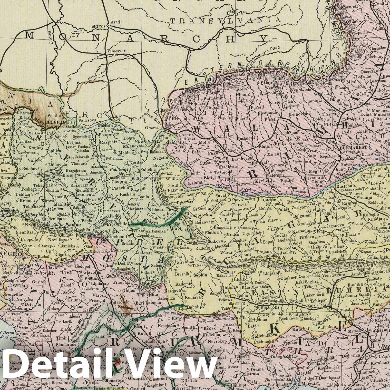 Turkey in Europe - Railroad Map, 1889 - Cram's Standard American Atlas