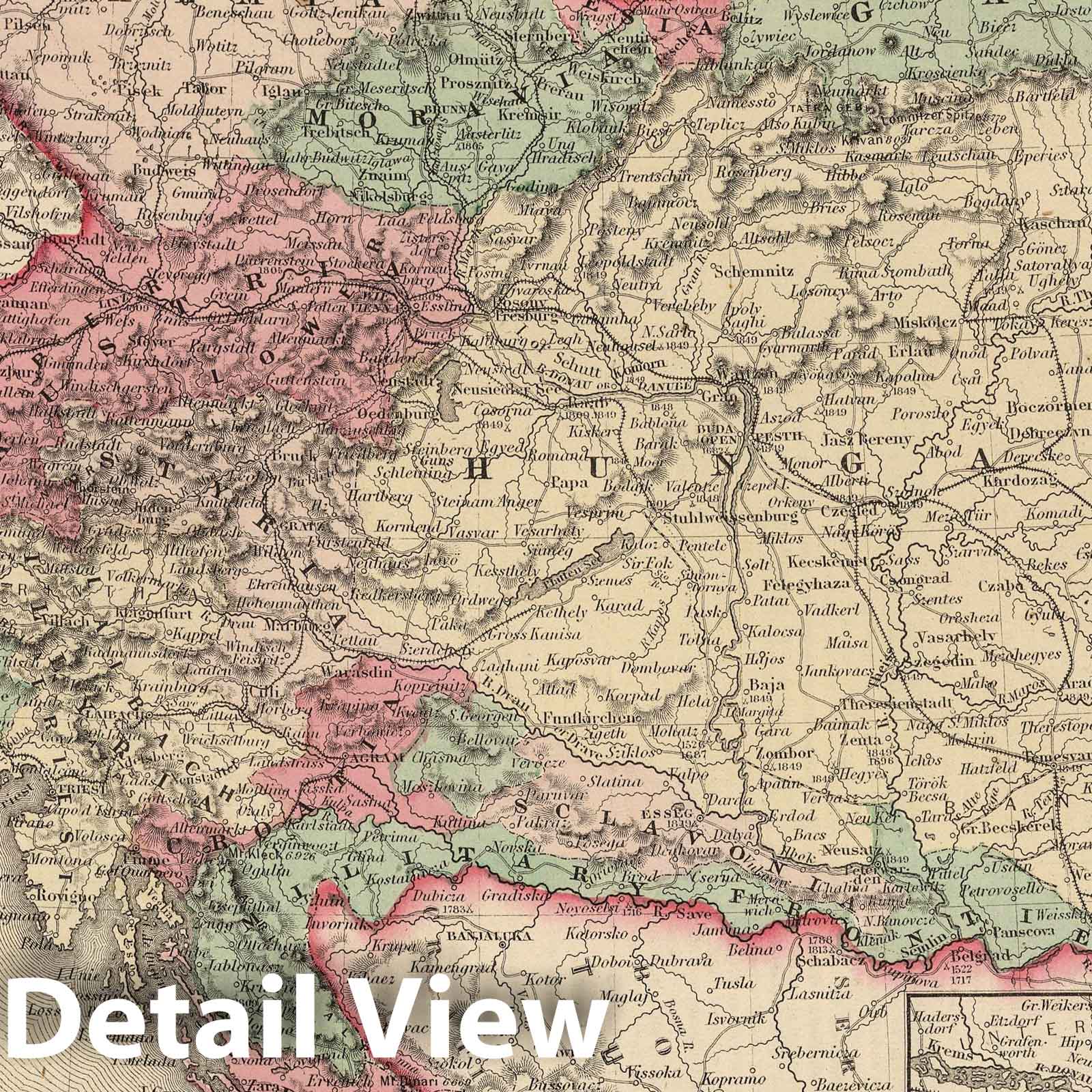 Austria with inset Vienna - Boundary Map, 1866 - Historical Map Print