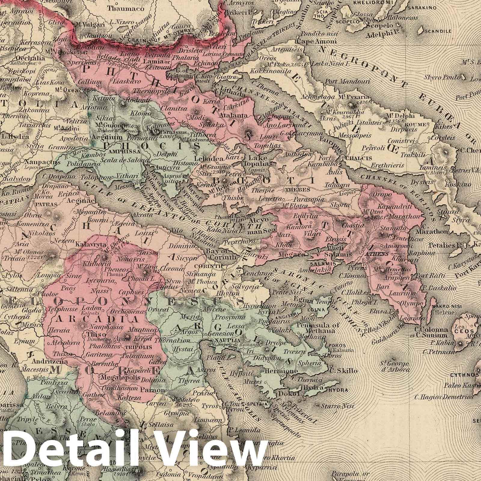 Greece and the Ionian Republic - Boundary Map, 1866 - Historical Map Print