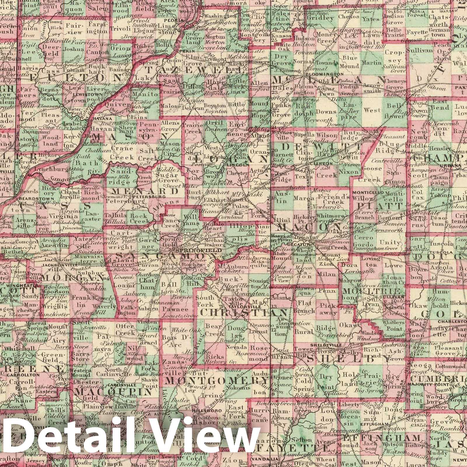 Illinois - Railroad Map, 1886 - Historical Map Print