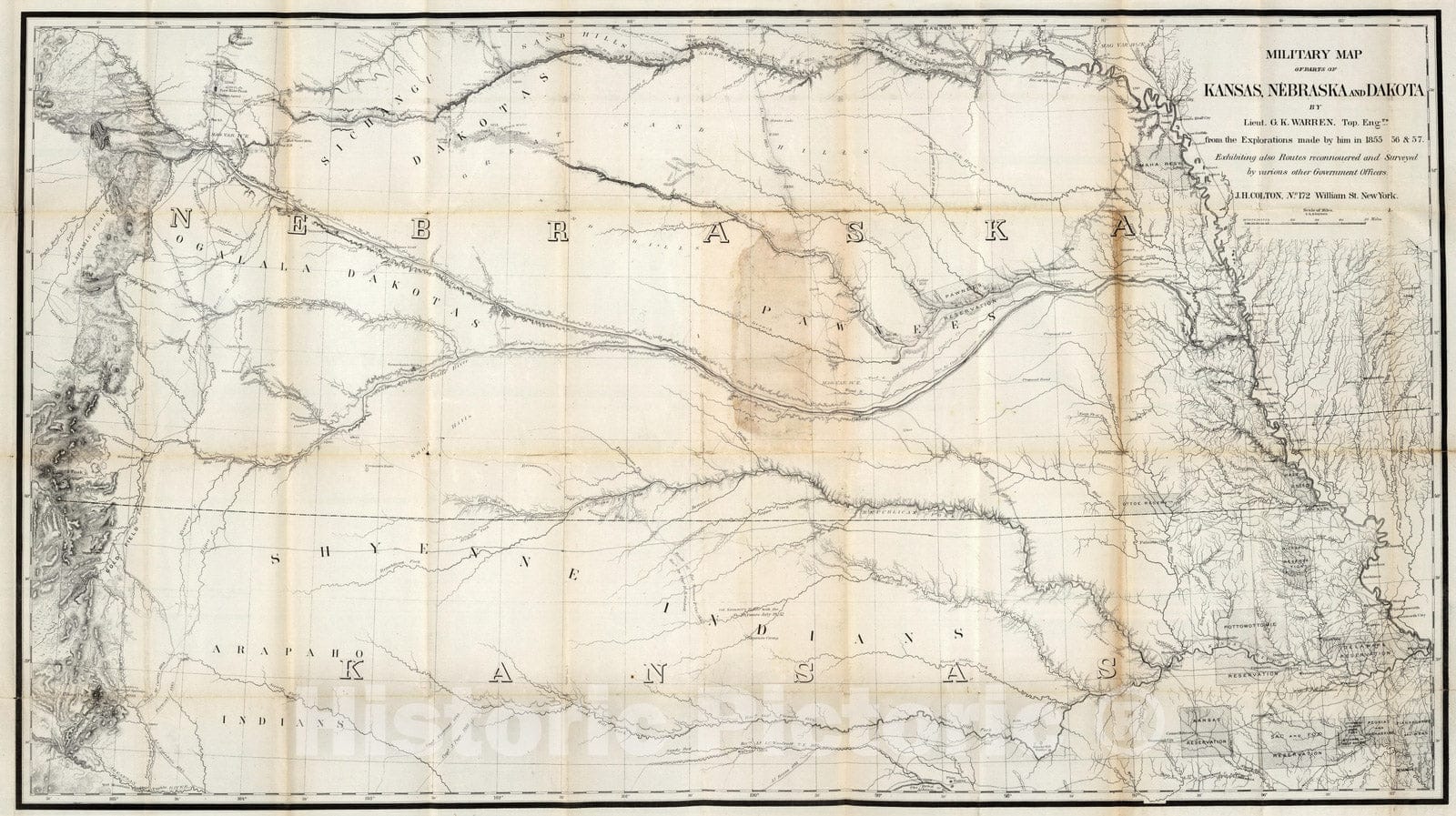 Historic Map : Exploration Book - 1859 Military Map of Parts of Kansas, Nebraska and Dakota - Vintage Wall Art