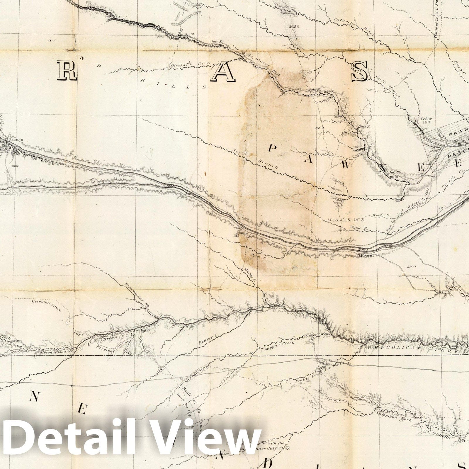 Kansas, Nebraska, and Dakota - Road Map, 1859 - Historical Map Reproduction