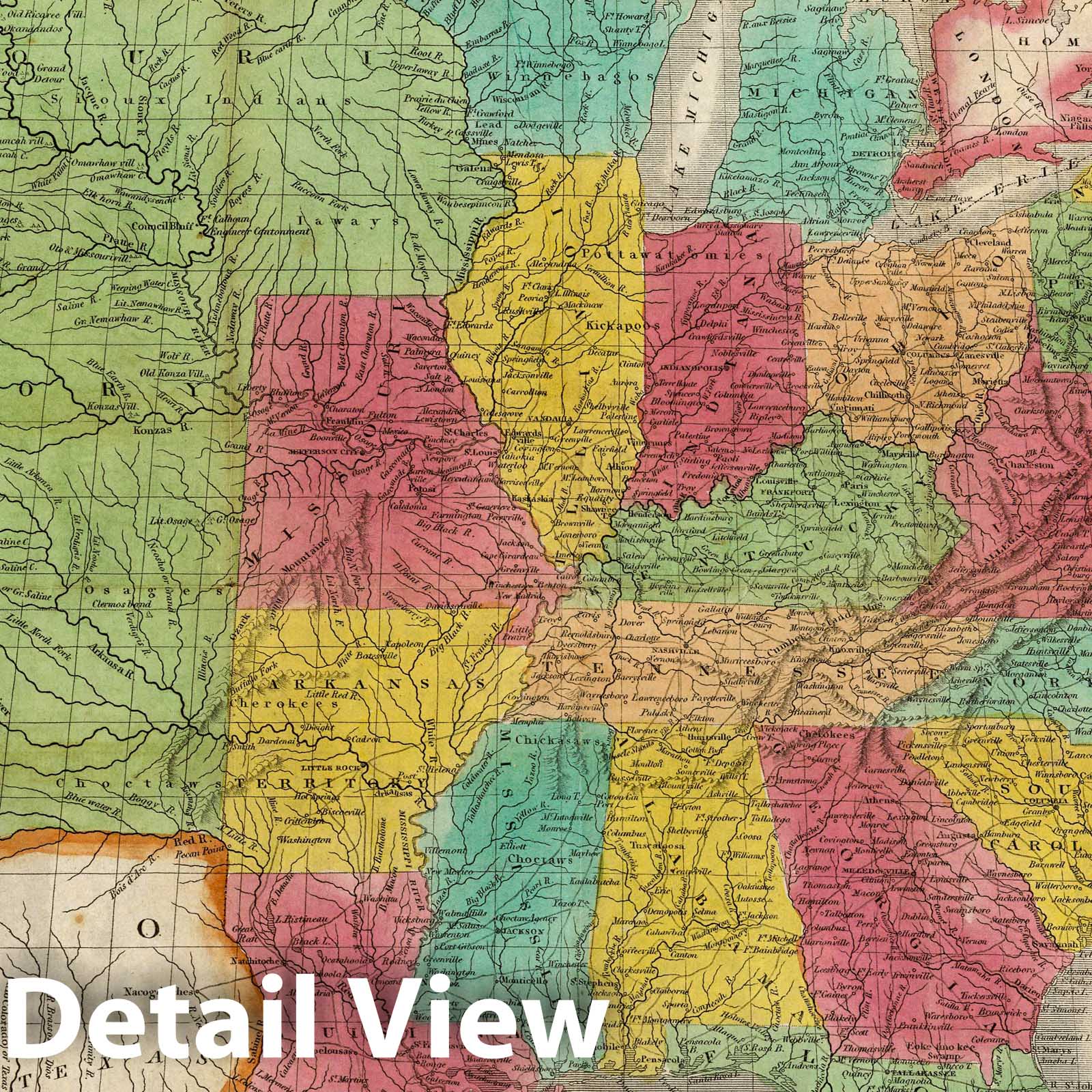 United States - Road Map, 1833 - Historical Map Print