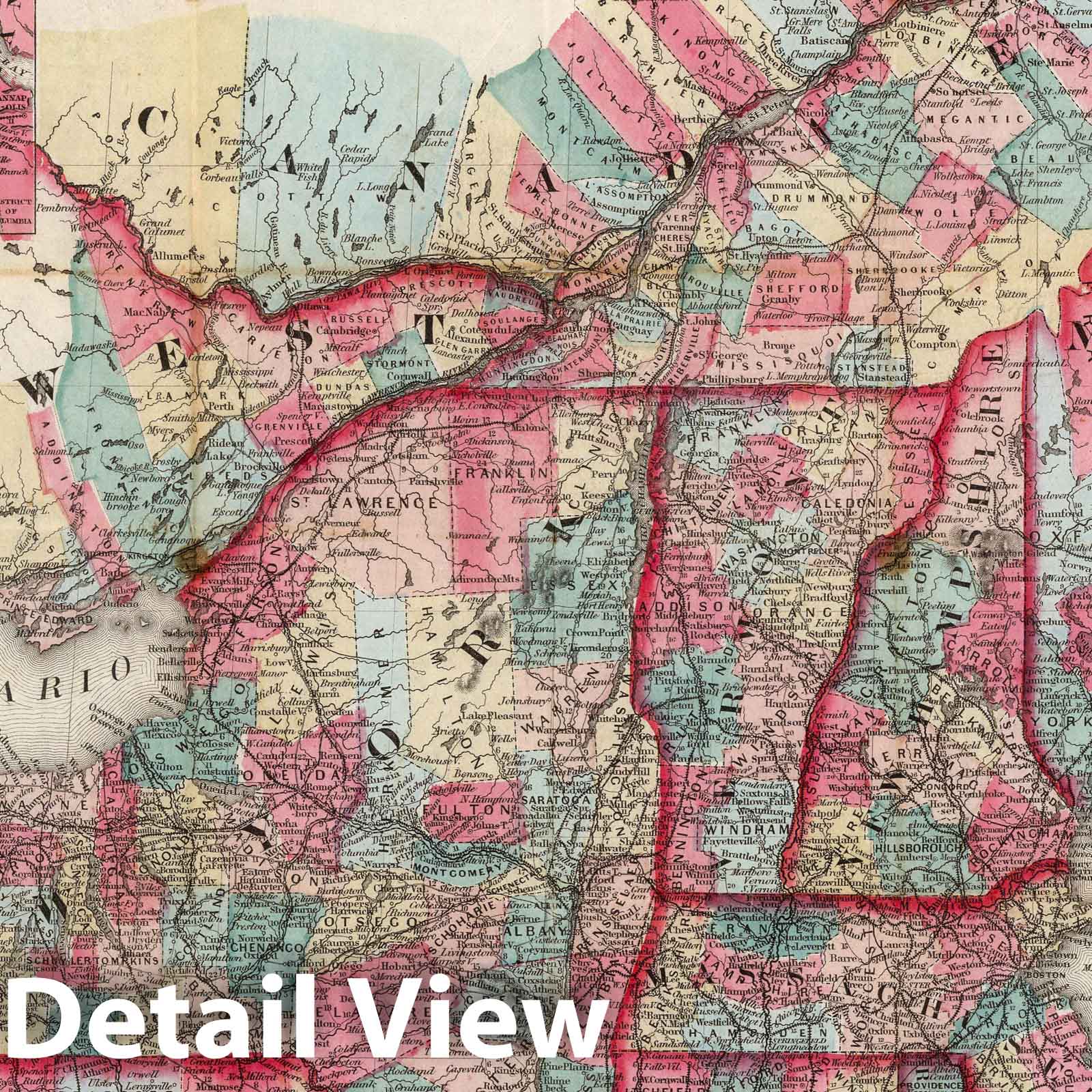 New England and New York - Railroad Map, 1856