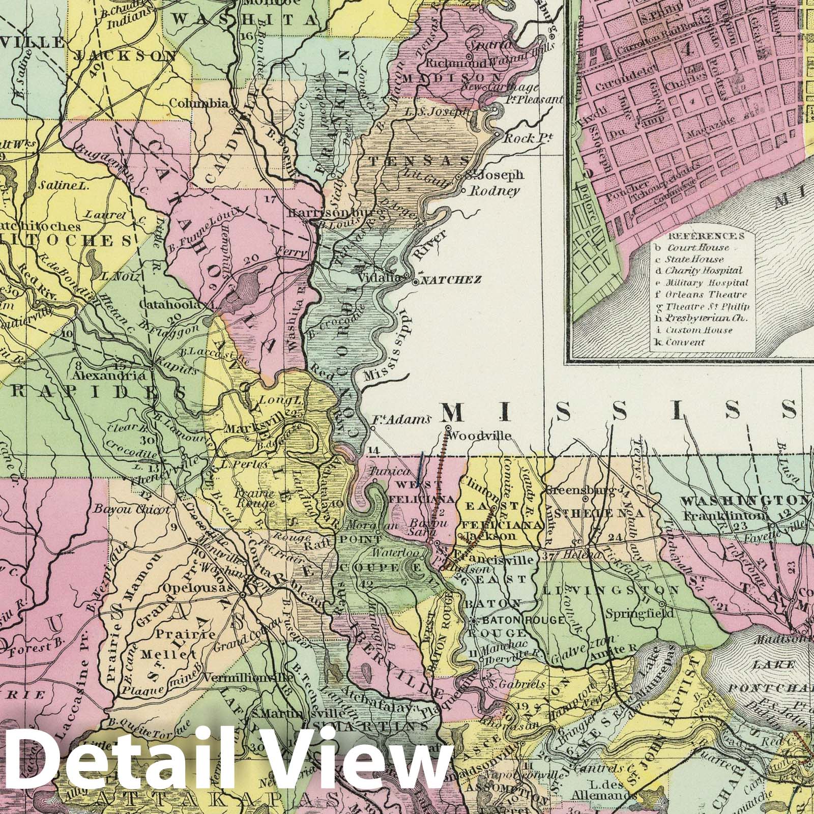 Louisiana with New Orleans Inset - Railroad Map, 1855